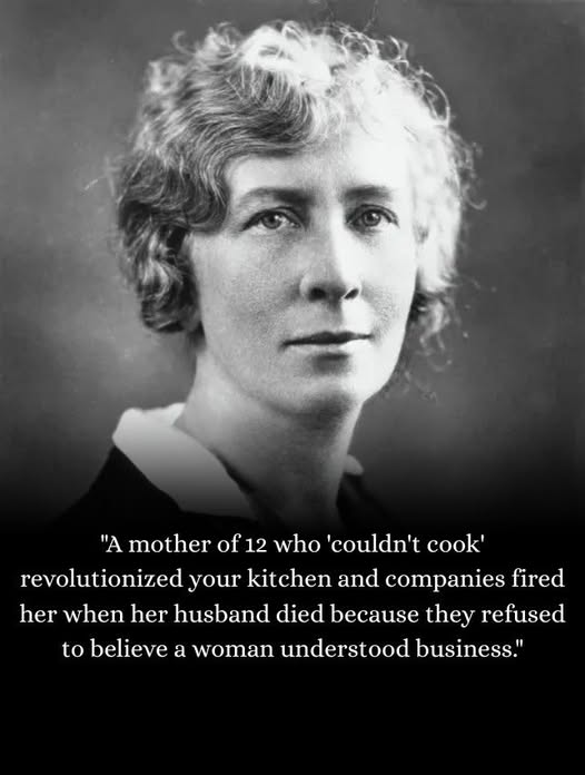 A mother of 12 who “couldn’t cook” revolutionized your kitchen—and companies fired her when her husband died because they refused to believe a woman understood business.