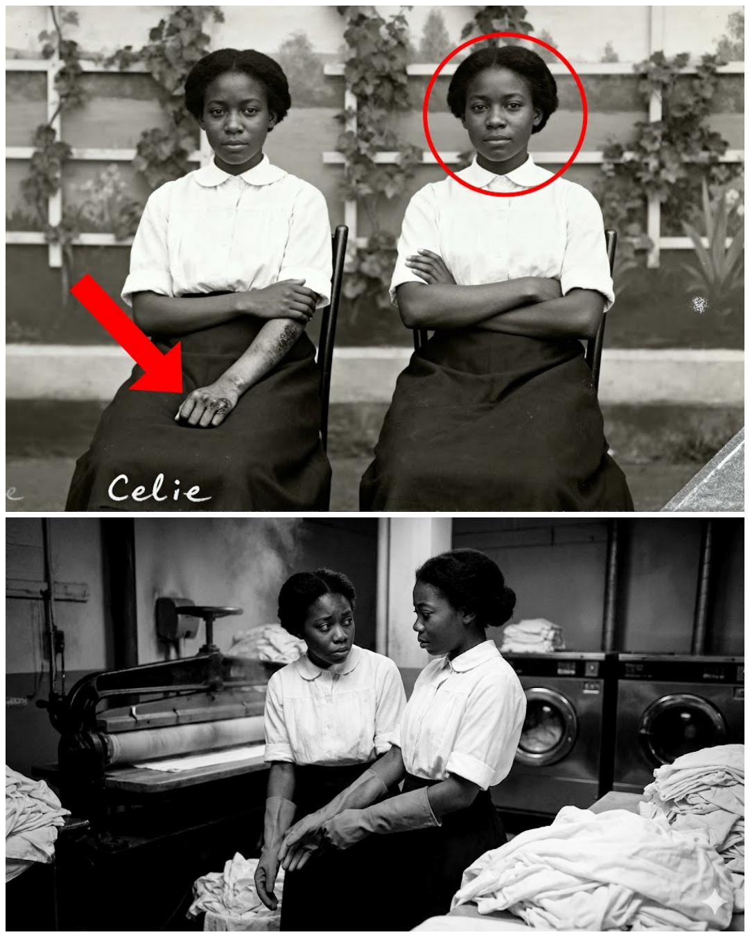 This 1919 Portrait of Two Laundry Workers Looks Routine Until You Notice the Burn Scars