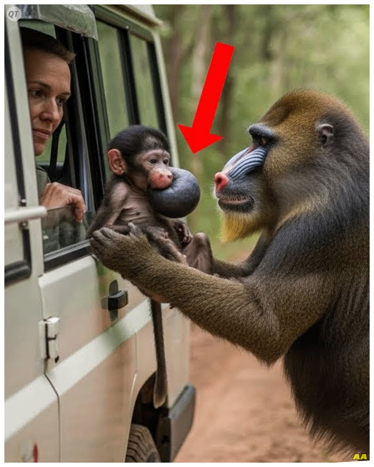 A Father Mandrill Begged Rescuers for Help for His Baby — A Heartwarming Rescue Story  The father mandrill never left his baby’s side. When the condition of the young one began to worsen, he realized that he could not save his child alone 🐒🤍 Despite fear and danger, the mandrill made the brave decision to approach humans, trying to draw their attention and ask for help.  The rescuers quickly noticed the animal’s distressed behavior and understood how serious the situation was...................