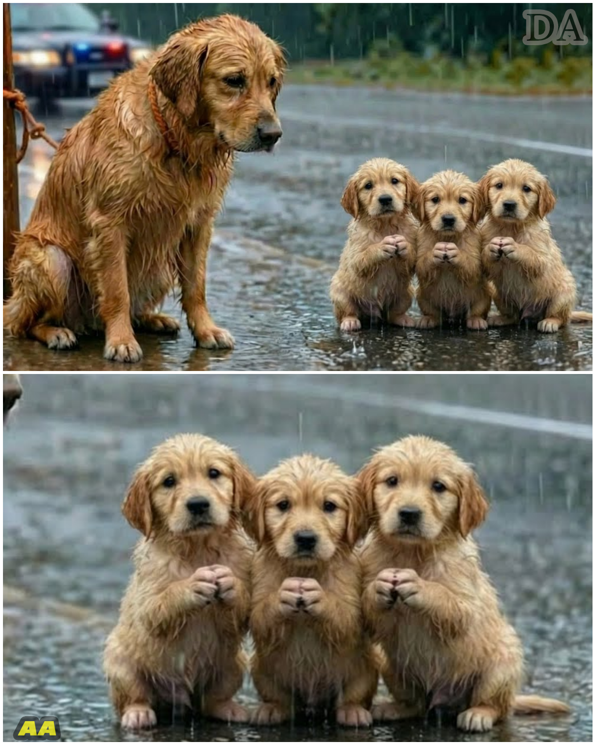 The Prayer in the Rain: A Golden Rescue Under Gray Skies