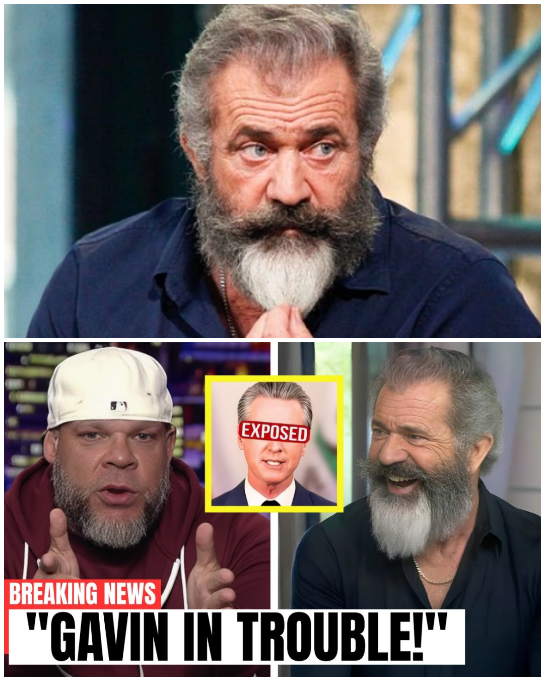 “I Didn’t Expect Him to Say That—Not On Air,” insiders gasp as Gavin Newsom was reportedly left visibly stunned when Mel Gibson and Tyrus allegedly called him out LIVE, turning a routine broadcast into a pressure-cooker confrontation layered with sharp accusations, uncomfortable pauses, and a moment so tense it felt like the studio lights themselves dimmed 😱