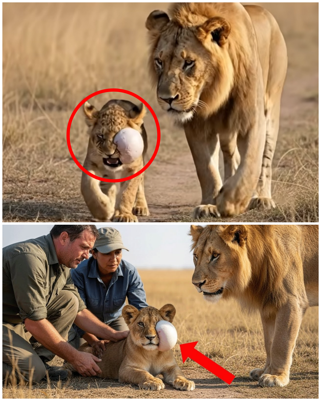 (VIDEO) Father Lion Walked for 4 Days to Find Help for His Sick Cub – A Rescue Story That Touched Millions