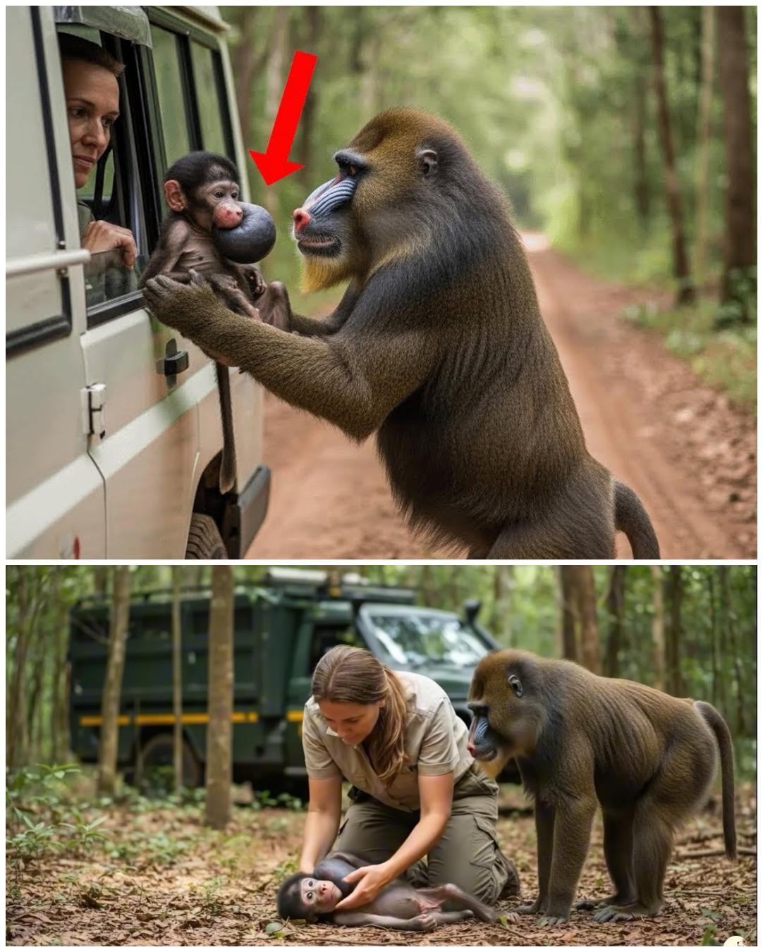 (VIDEO) A Father Mandrill Begged Rescuers for Help for His Baby — A Heartwarming Rescue Story