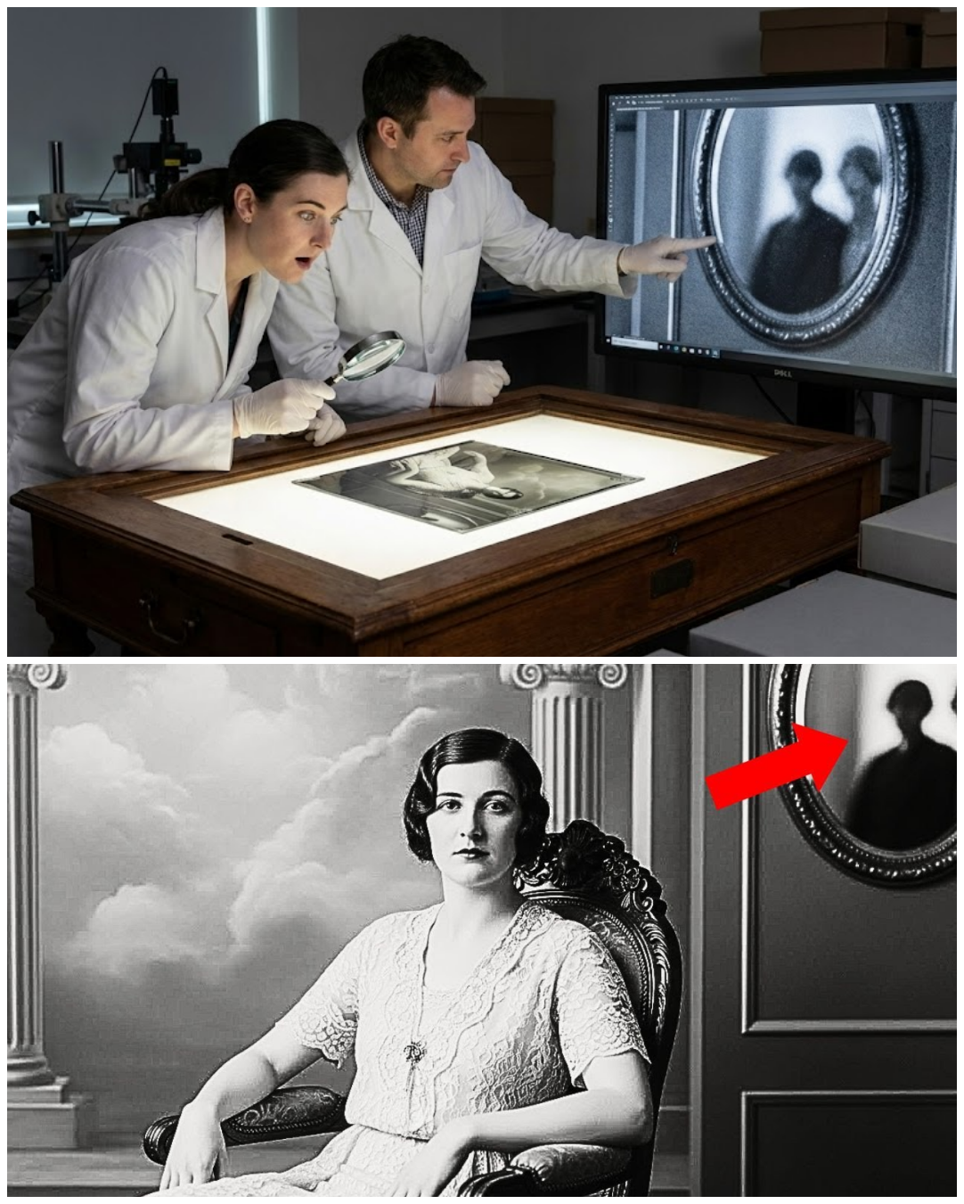 1920 Studio Portrait Found — and researchers are stunned when they zoom in on the mirror