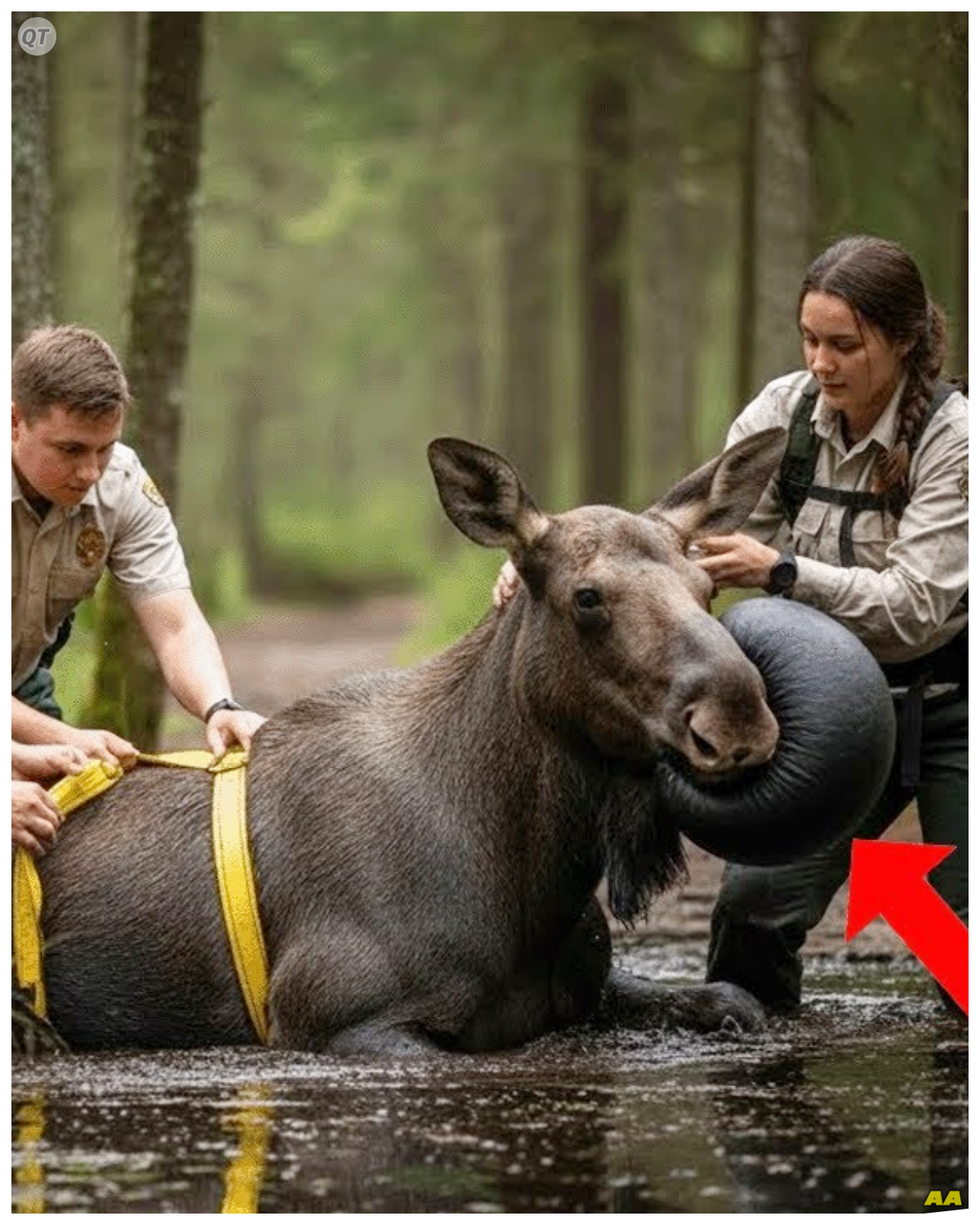 🤯 The Shocking Revelation: A Rescue Like No Other… As the noise subsided, the hikers quickly refocused on their mission.  “Let’s do this!” one of them shouted, rallying the group.  With careful coordination, they began to pull Mabel out of the swamp, inch by inch.  Mabel felt the tension in the rope, and she pushed against the mud with all her strength.  “Come on, Mabel! You can do it!” they encouraged, their voices filled with determination.  After what felt like an eternity, she felt the cool air beneath her legs as they finally freed her from the swamp’s grip.  With a final heave, Mabel stumbled onto solid ground, her body shaking with exhaustion but her spirit soaring.  “Thank you! Thank you!” she seemed to say, her eyes filled with gratitude as she looked at her rescuers.  But just as they celebrated her escape, Mabel felt a sharp pain—her baby was coming!  What would happen next in this unexpected turn of events?  As the hikers prepared to assist her, they realized this rescue was only the beginning of a new adventure…  Would they witness the miracle of life in the heart of the forest?  Click the link to read more 👇