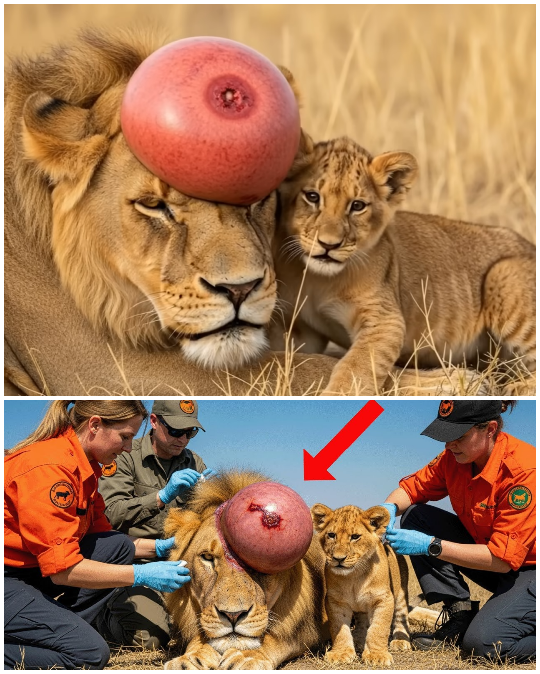 (VIDEO) A Baby Lion Searched for Help for 4 Hours to Save His Father – The Ending Will Shock You