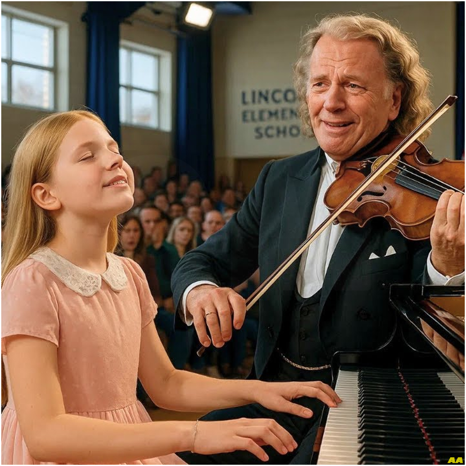 BLIND 9-YEAR-OLD GIRL PLAYS ‘SECOND WALTZ’… THEN ANDRÉ RIEU SUDDENLY STANDS BEHIND HER