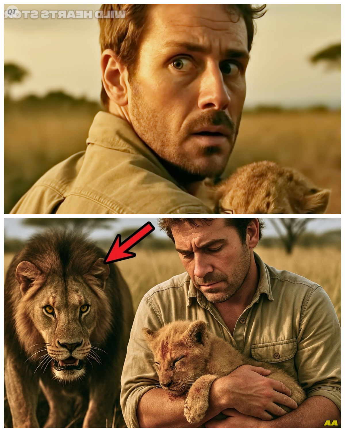 Opening Paragraphs for the Story In the heart of the African savanna, a man named David stumbled upon a sight that would change his life forever.  While on a wildlife expedition, he discovered a tiny lion cub, alone and whimpering in the tall grass.  Without hesitation, David approached the frightened creature, his heart aching at the sight of its vulnerability.  He gently scooped up the cub, promising to protect it from the harsh realities of the wild.  Little did he know, this act of kindness would lead to an unbelievable encounter with the cub’s father. 🦁❤️  Days turned into weeks as David cared for the cub, whom he named Leo.  With every bottle of milk and every comforting touch, a bond formed between them.  But as Leo grew stronger, David knew he had to make a choice—could he keep the cub safe, or would the wild eventually call him back?  One day, while exploring the savanna, David felt a strange sense of unease.  What if Leo’s father was nearby, searching for his lost cub?  The thought sent shivers down his spine, but he couldn’t shake the feeling that their paths would soon cross. 🌍🌿  Then, one fateful afternoon, while David was playing with Leo in a clearing, he heard a low, menacing growl echo through the trees.  His heart raced as he turned to see a massive lion approaching, its eyes locked onto Leo.  It was the father! David felt a surge of panic—would the lion see him as a threat or as a protector?  As the towering figure drew closer, Leo instinctively huddled against David’s leg, seeking comfort.  What would happen next? Would the father lion accept David, or would he unleash his fury? 😨🐾  In an unexpected twist, the father lion paused just a few feet away, his gaze shifting from David to Leo.  For a moment, time stood still as the two lions locked eyes, a silent communication passing between them.  Then, to David’s astonishment, the father lion approached with a gentler demeanor than he could have imagined.  He sniffed Leo, who responded with a soft nuzzle, and in that instant, a powerful bond formed.  What did this mean for David, and how would the father react to the man who had cared for his cub? 🌟💖  As the sun began to set, painting the sky in hues of orange and pink, David held his breath, unsure of what would come next.  Would the father lion accept him as part of their family, or would he demand the return of his cub?  The savanna was filled with tension and anticipation, and David knew that their lives were about to change forever.  What lay ahead for this unlikely trio?  The adventure was just beginning, and the wild had many secrets yet to reveal. 🌅✨  Click the link to read more 👇