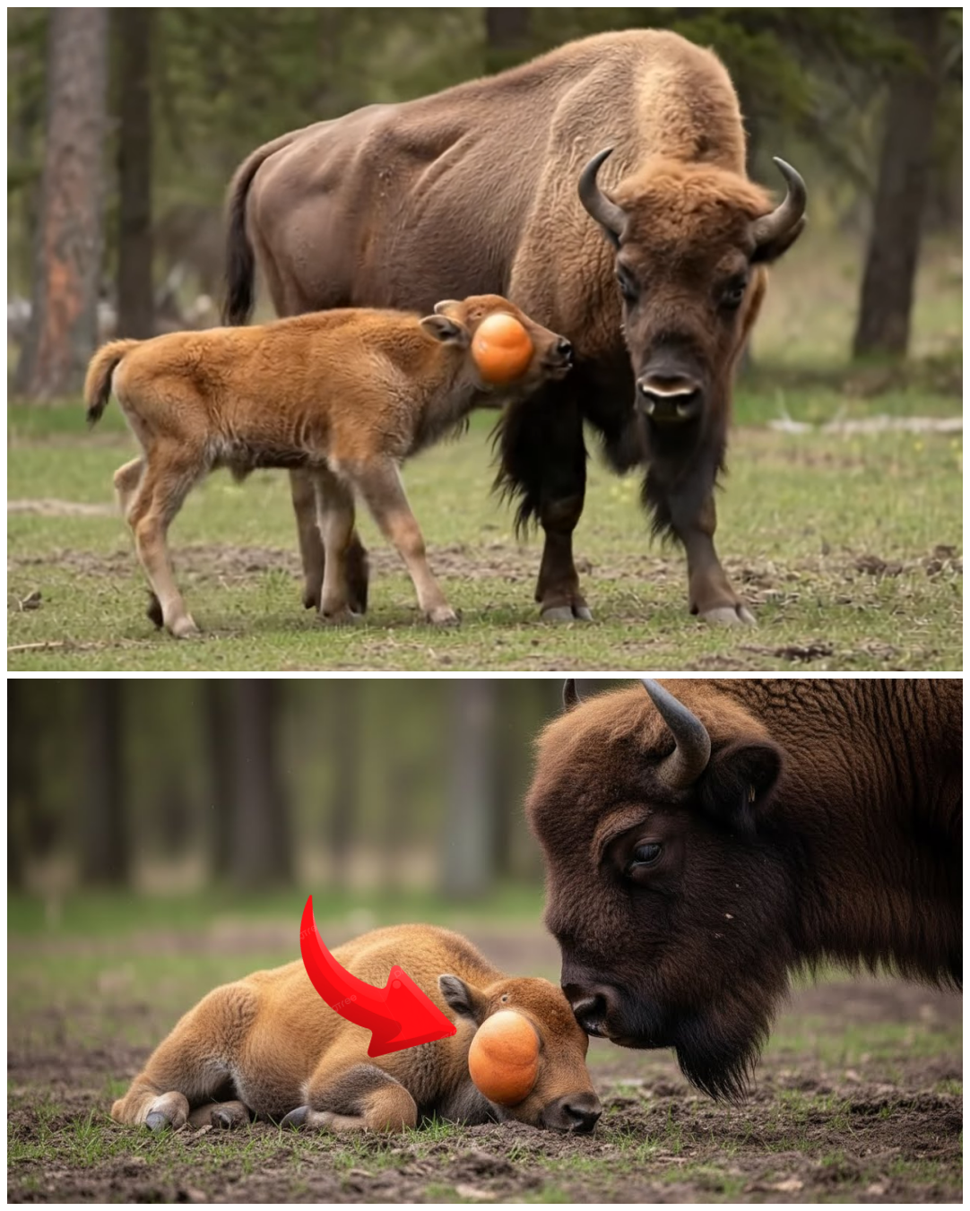 (VIDEO) When the Bison Calf Could No Longer Stand, the Father Did the Impossible
