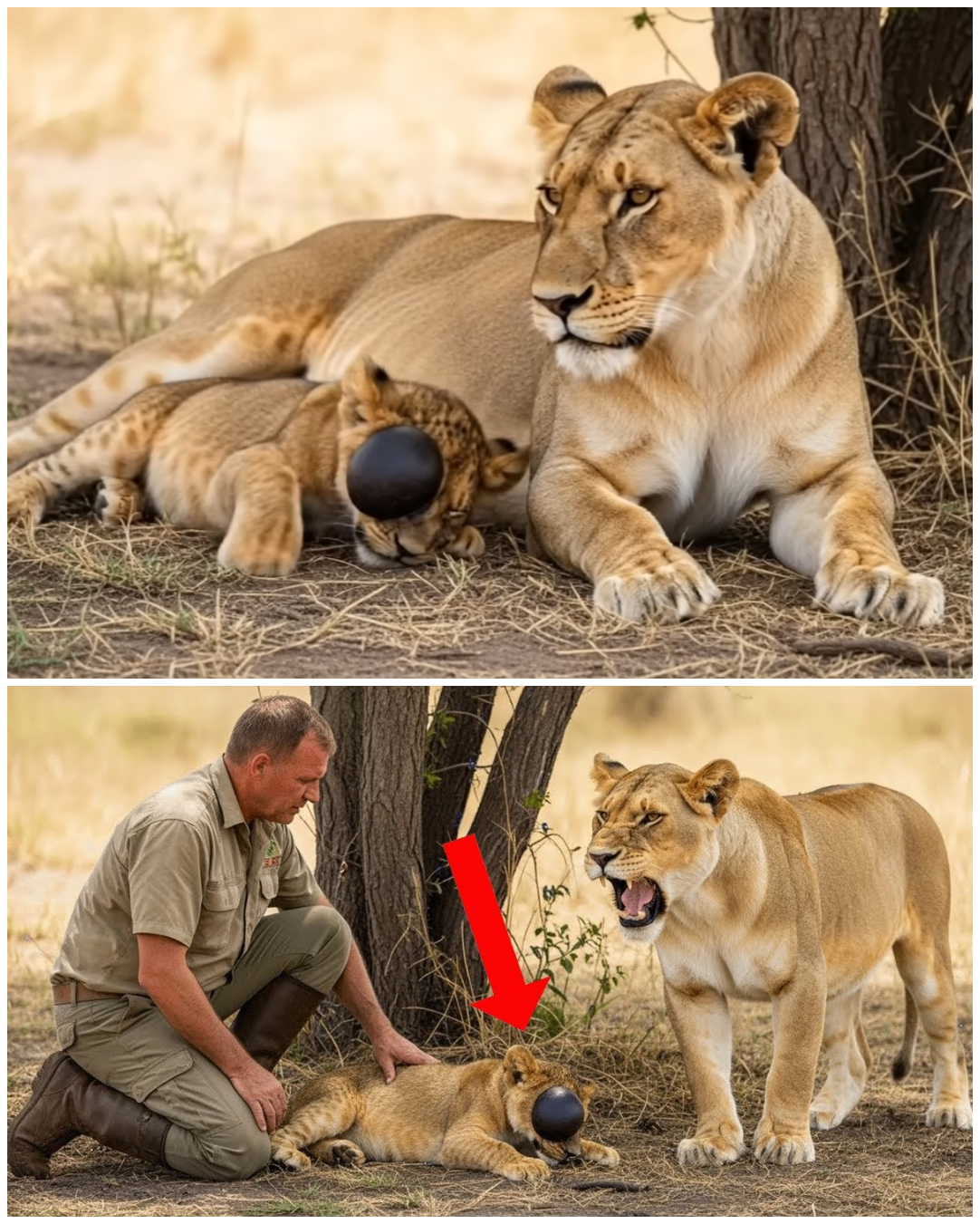 (VIDEO) A Rescuer Risked His Life to Save a Sick Lion Cub — The Lioness Was Ready to Attack