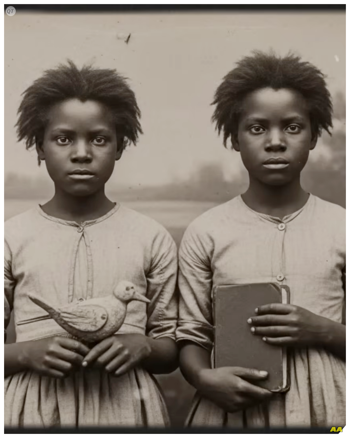 13 Year Old Enslaved Twins Did The Impossible in Georgia That No One Believed  13-year-old girls don’t plan revolutions.  They don’t memorize guard rotations, study architectural weaknesses, or coordinate escape routes for dozens of people.  They don’t outsmart men three times their age who’ve spent lifetimes breaking human spirits.  But in the winter of 1,856 in Chattam County, Georgia, two identical faces studied the Blackwood plantation with eyes that saw not walls, but possibilities, not chains, but patterns, not masters, but men with exploitable habits.  The impossible began on a January morning when those same two faces watched something that would define everything to come.  A woman named Ruth, barely 20 years old, collapsed in the rice fields, exhausted, sick, pregnant.  The overseer, a man named Silas Mohouse, didn’t care about reasons.  He cared about production quotas.  What happened next took three minutes.  Three minutes that planted seeds in two young minds.  seeds that would grow into something Chattam County had never seen before and would struggle to believe even after it succeeded.  Ruth never got up.  The overseer made sure of that.  And Emma and Grace Whitmore, identical twins who’d survived things no 13-year-old should survive, made a decision that morning in the rice fields………….