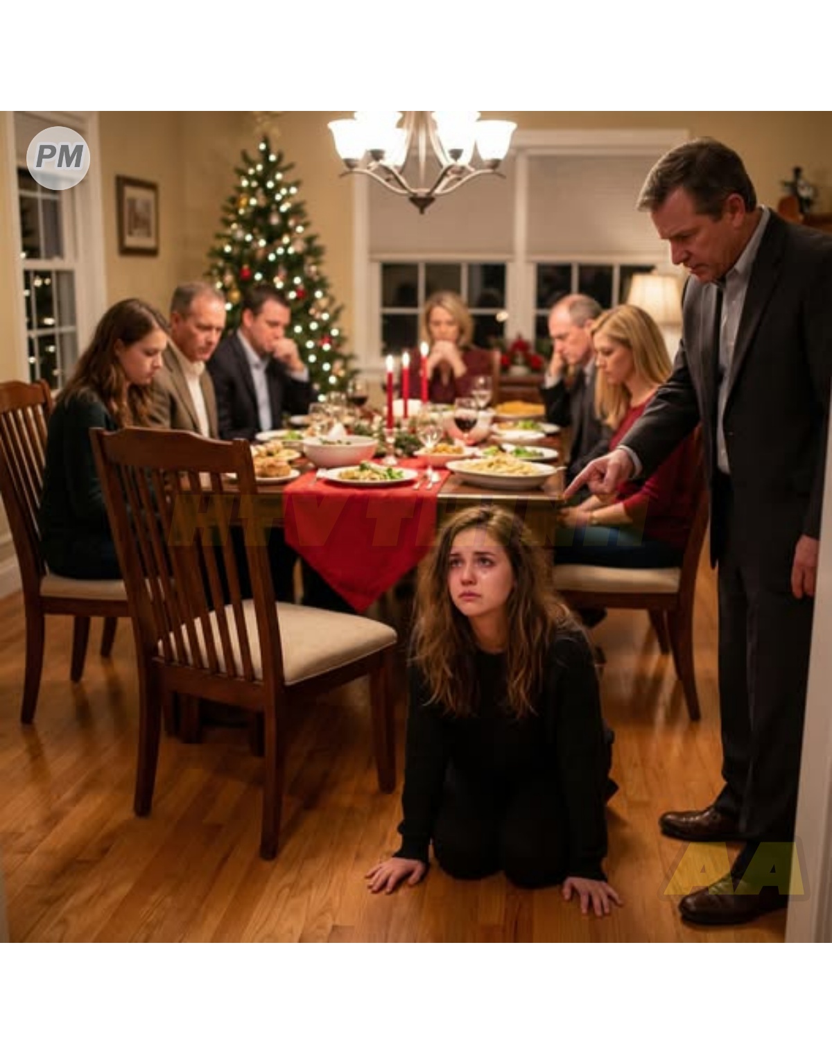 My stepdad pushed me on the Christmas table: “This seat is for my real daughter, get out of here. “I fell to the ground in front of the whole family, but what he didn’t know was that that very night would change his life forever. The next morning when I woke up… 47 missed calls.
