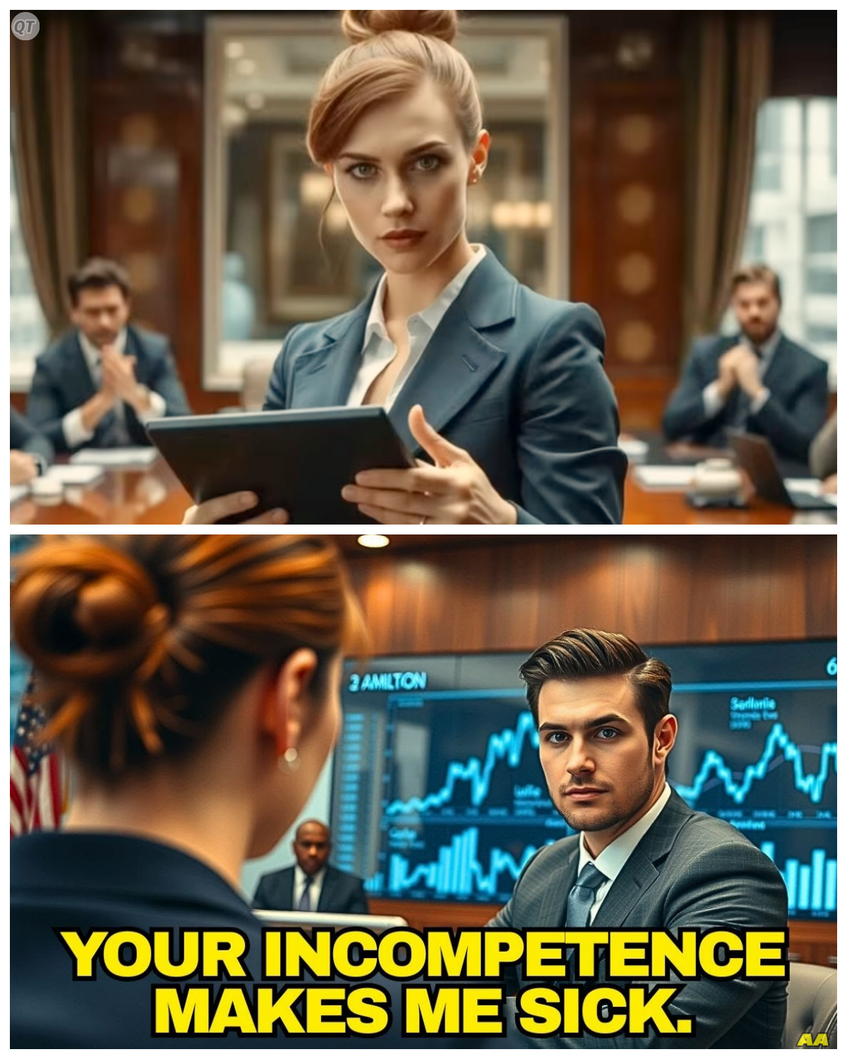 The BOLDNESS That CONQUERED an ARROGANT MILLIONAIRE’S HEART  This company cannot accept an immature president with idiotic and reckless behavior.  Scarlet Bennett’s voice echoed through the boardroom like thunder, instantly silencing all 15 people present.  Every head turned, gay-haired executives, investors in $5,000 suits and specialized press invited to witness what should have been the triumphant announcement of Thorn Industries $2 billion merger.  Dominic Thorne froze mid-presentation, the slide remote still suspended in the air, his storm grey eyes fixed on the 28-year-old woman who had just interrupted him incredulous.  Miss Bennett.  His voice came out dangerously low.  Are you aware that I’m perfectly aware, Mr.Thorne? Scarlet moved forward from the side of the room where, as senior executive assistant, she should have remained invisible and silent.  Her heels clicked with determination on the Italian marble.  Just as I’m aware that in the last 40 minutes you’ve managed to offend three of our biggest investors, made a completely inappropriate joke about the CFO of the company we’re trying to acquire, and she turned to the screen.  Put the wrong quarterly numbers in the most important presentation of the year.  Deadly silence.  My god, someone whispered across the table.  Victoria Ashford, Dominic’s stunning fianceé, wearing an immaculate white Chanel and a diamond necklace that could buy a house, rose abruptly, her green eyes flashing with fury.  Who do you think you are? She hissed…………