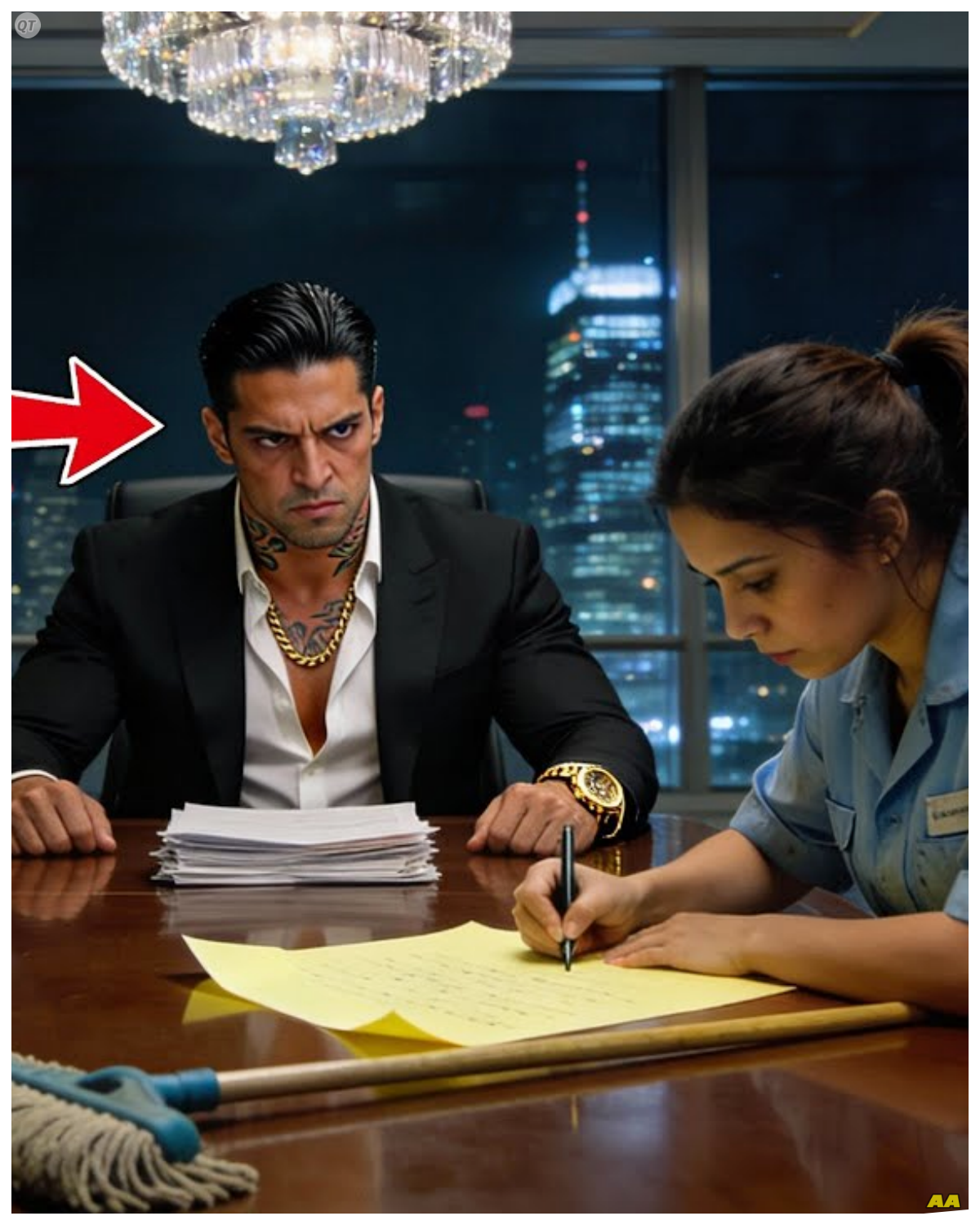 20 Experts Failed, But The Cleaning Lady Solved It in 1 Minute — The Mafia Boss Was Shocked 20 of the most elite financial experts in Chicago had spent three sleepless nights trying to find the traitor who was bleeding millions from the Moretti Empire. 20 brilliant minds with Ivy League degrees armed with the most sophisticated software money could buy, and not a single one could trace where the money was disappearing to. The conference room on the top floor of Moretti Holdings had become a war zone of crumpled papers, cold coffee cups, and shattered egos. Then, a 27-year-old cleaning lady walked in to mop the floor. Isabella Reyes was nobody. An orphan drowning in debt, working three jobs just to keep her dying sister alive, living in a ratinfested apartment in the worst part of Southside. She had dropped out of college when life crushed her dreams under its heel. She was invisible. The kind of person powerful men looked right through without seeing. But when her eyes landed on the numbers still glowing on that massive screen, something clicked………..