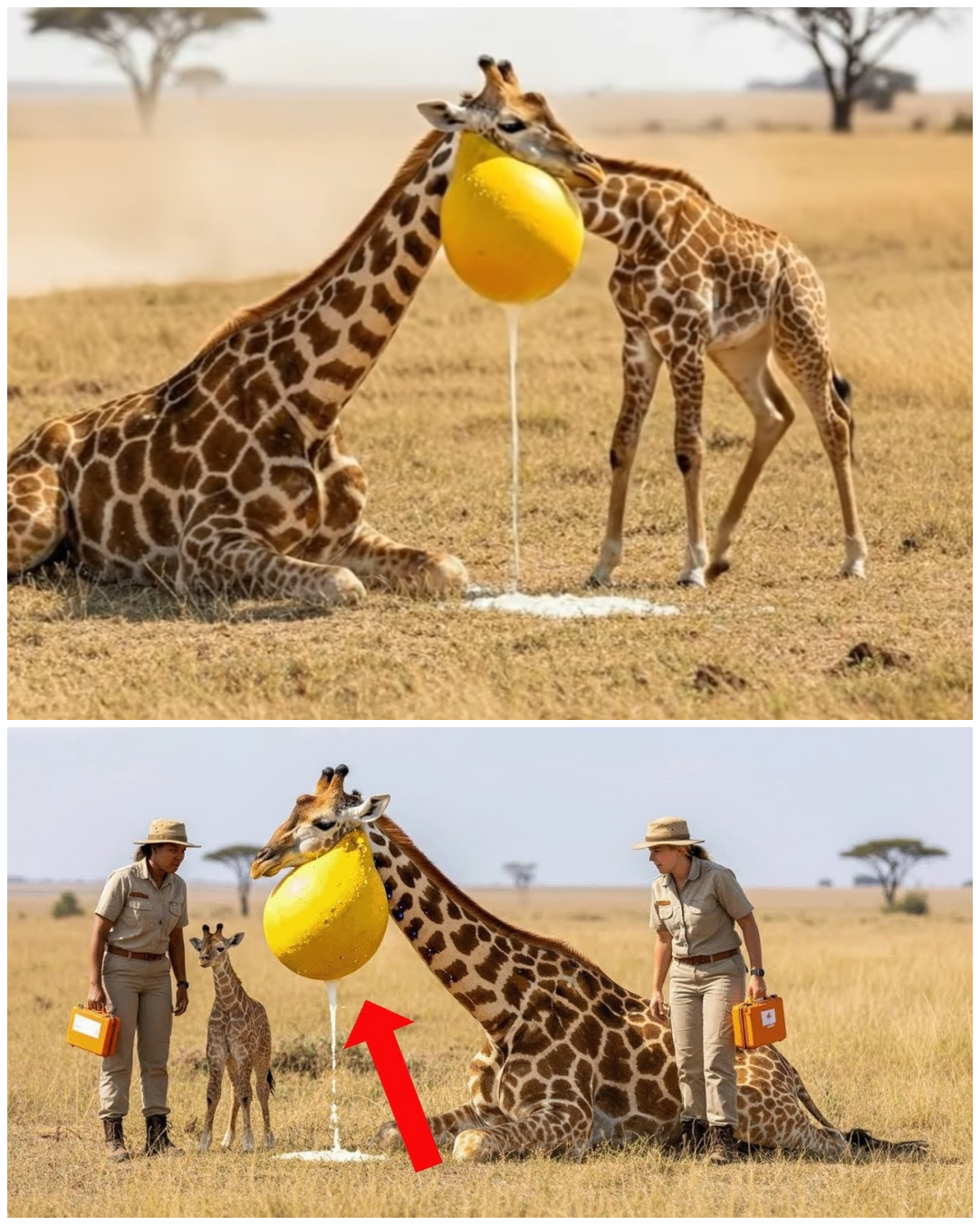 (VIDEO) Giraffe Calf Searched for Help for 4 Hours to Save Its Mom – What Rescuers Did Next Shocked Everyone