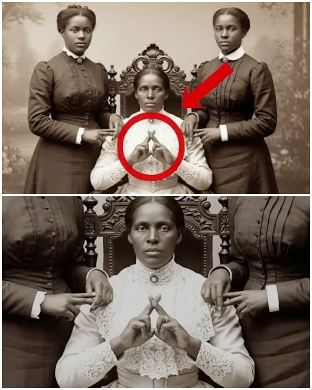 It Was Just a Portrait of a Mother and Her Daughters But Look Closer at Their Hands See Something Sh