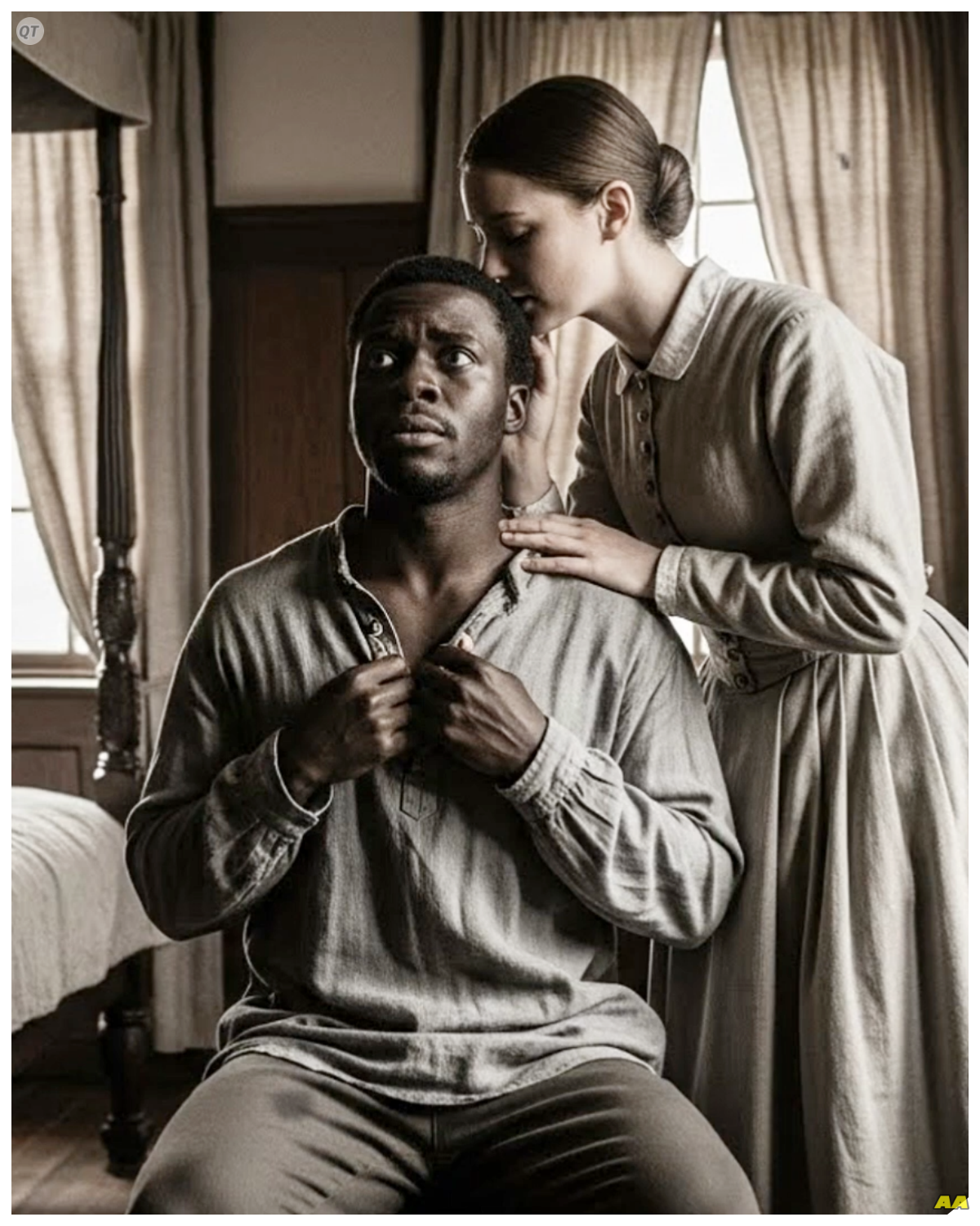 “The Plantation Mistress Loved a Slave — Then Discovered He’d Fathered All the Women on the Estate  She never expected a single night to change everything.  The plantation stretched for miles.  Fields of cotton glistened under the southern sun.  Birds chirped.  The air smelled sweet.  But beneath the surface, tension simmerred.  The lady of the house, young, beautiful, untouchable.  Dressed in silks, her eyes shark, her smile cold.  The slaves worked silently, bending under the heat, their lives controlled by her whim.  Among them, one slave stood out.  Tall, strong, quiet, eyes that seemed to see everything.  He worked the fields like any other, but something about him unnerved her………..