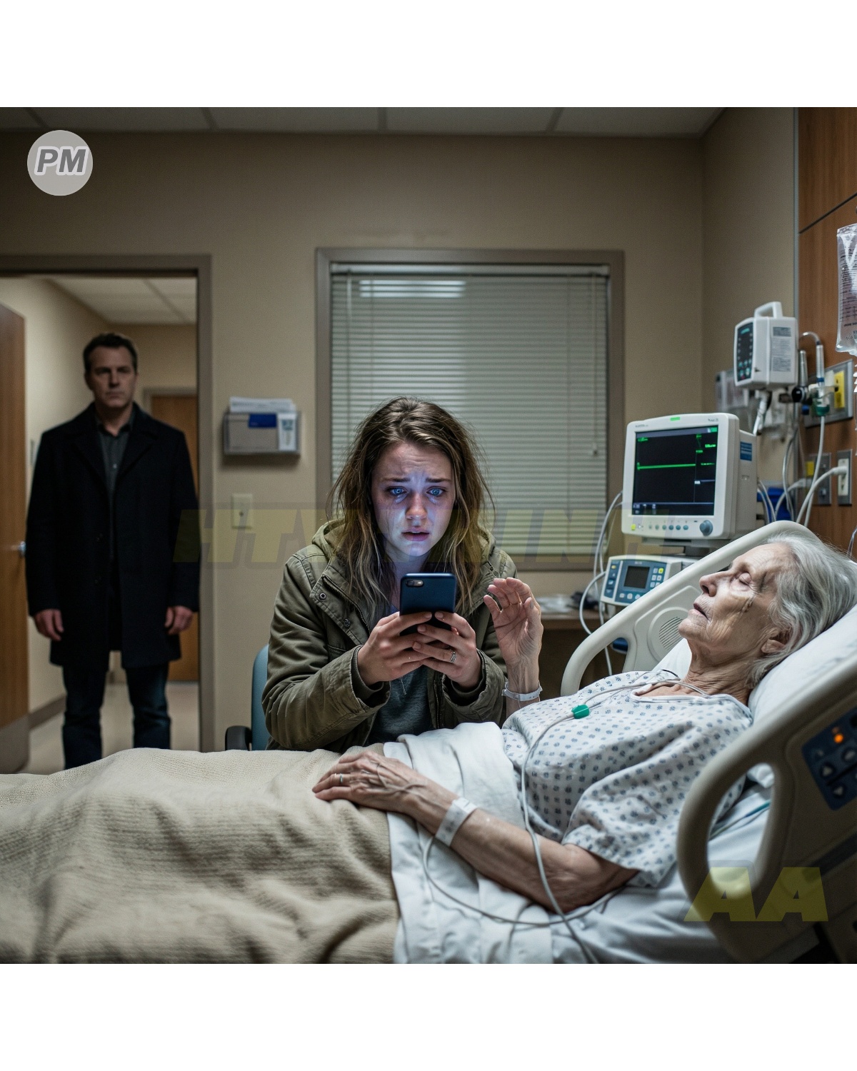 My mother-in-law suddenly collapsed and was rushed to the hospital. Just before she took her last breath, she whispered to me in a trembling voice, “Run… stay away from my son…” Then she slipped her phone into my hand. At that very moment, my husband walked into the room.