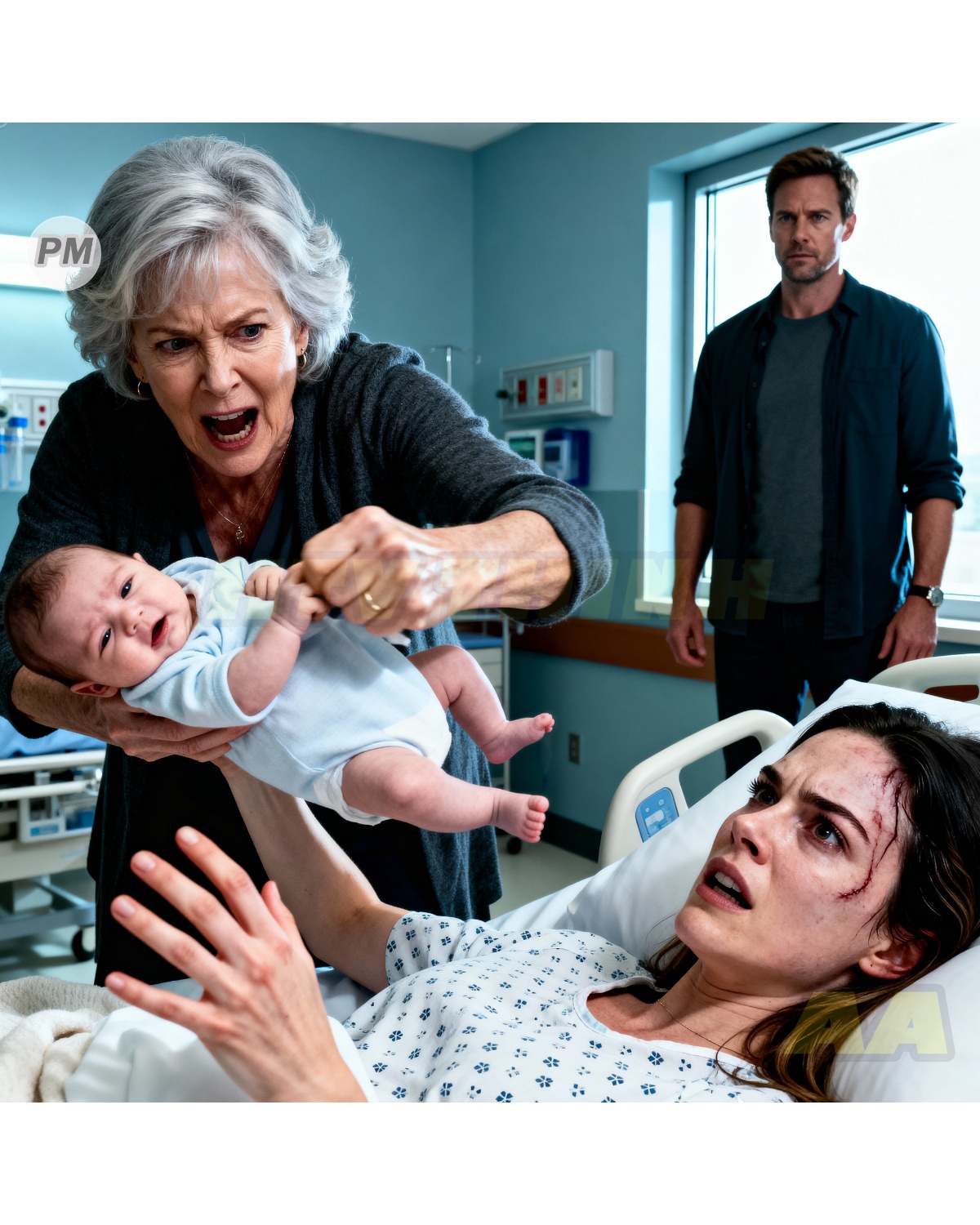 After the accident, I lay motionless in a hospital bed, my legs numb and a physical pain that pierced me with every breath, but nothing compared to that moment. My mother-in-law lunged at me, slapped me in front of everyone, and violently snatched my newborn baby from my arms. I screamed in desperation, instinctively reaching out. And my husband? He just stood there, cold-eyed, not saying a word, as if my son and I had never been his family.