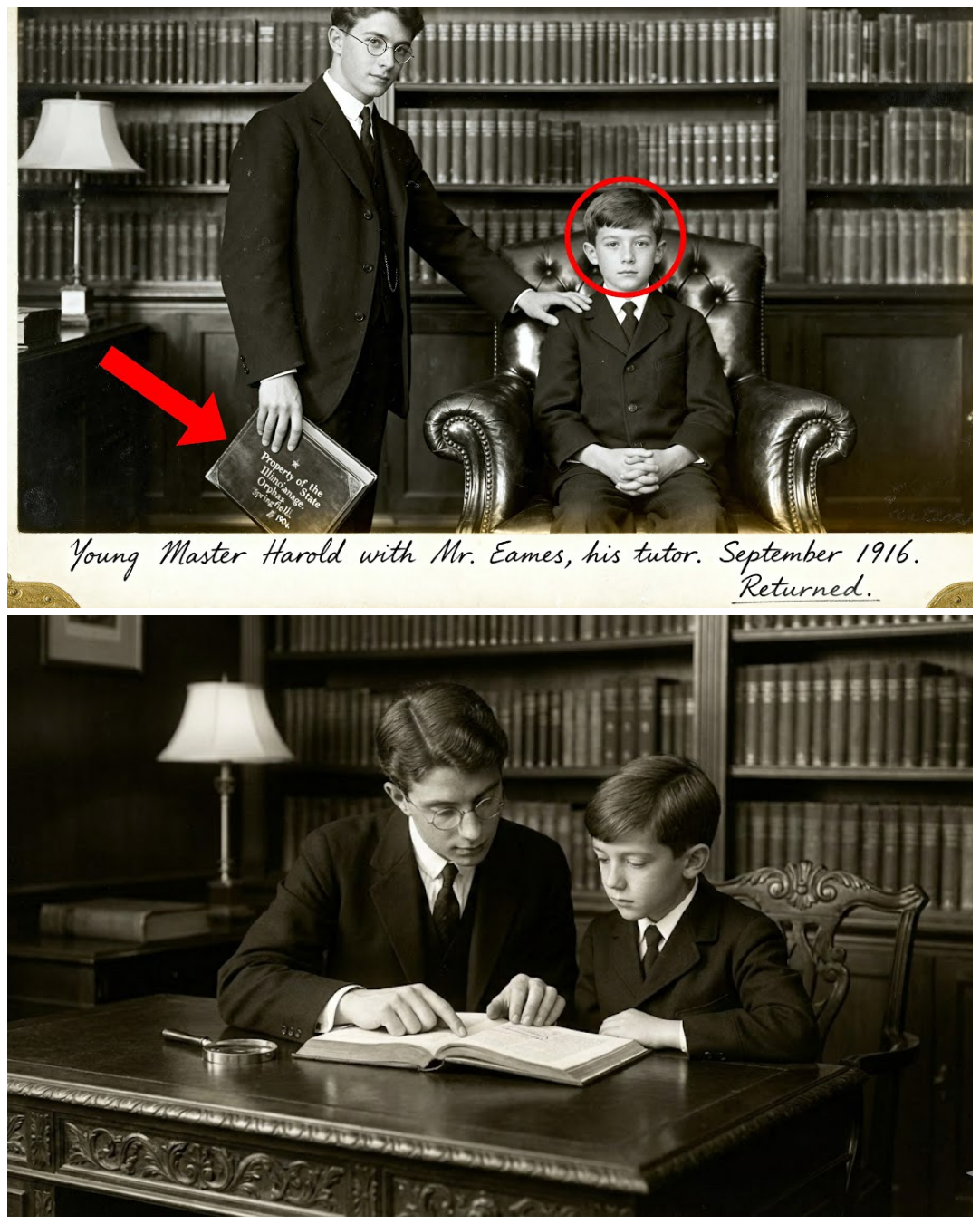 This 1916 Portrait of a Tutor and Boy Looks Innocent Until You Notice The Stamp