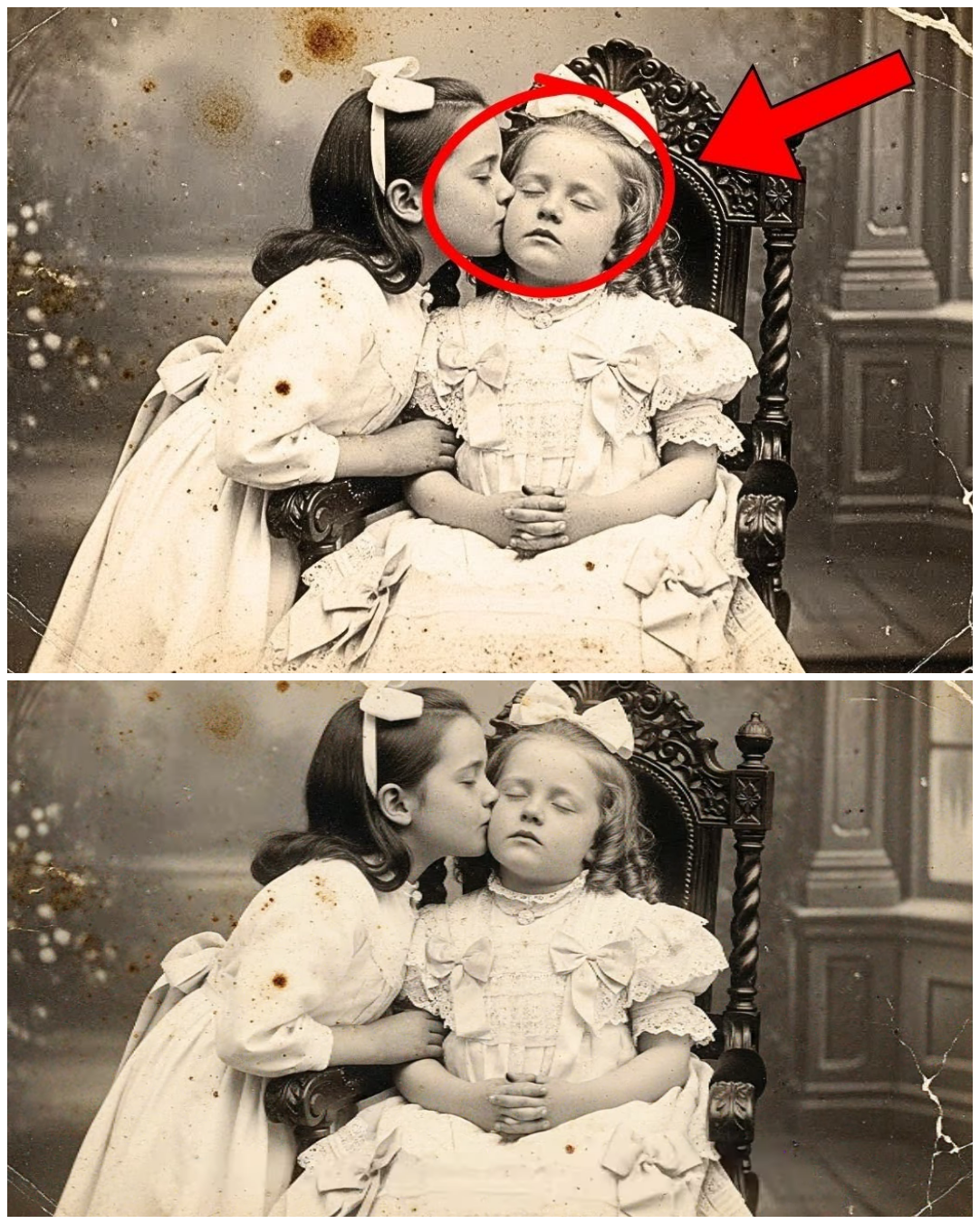 This 1890 Photo of a Girl Kissing Her Sister’s Cheek Seemed Sweet — Until the Truth Emerged