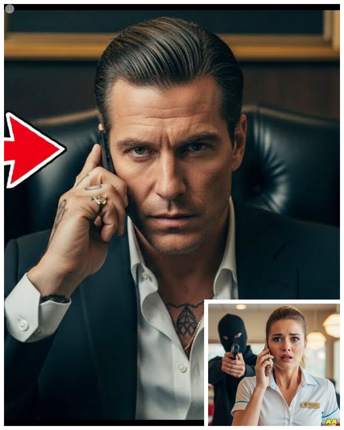 Waitress Dialled A Wrong Number During A Robbery — 10 Mins Later, A Feared Mafia Boss She thought she was dialing 911. She thought someone from the authorities would come save her. But a trembling finger hit the wrong button. And instead of reaching the police, Rachel Meers connected with a man whose voice carried danger the way a loaded gun carries inevitability. 10 minutes later, the robbers fled in a panic. And the roadside diner tucked inside the quiet town of Little Creek. Colorado found itself surrounded not by police cruisers, but by three black SUVs with no lights, no sirens, parked in a sharp V formation like the teeth of a predator. At that moment, Rachel still didn’t know she had just signed a bargain with the devil. And the devil never saves anyone without demanding a price. The diner where Rachel worked was called Judy’s Diner. A place just bright enough to prove she hadn’t died yet and just dim enough to make everyone else want to leave quickly. It was late, the clock on the wall showing 12:43, but her night shift still had more than half an hour left. She wiped the countertop for the fourth time, even though it had been clean for ages. Not because it needed it, but because she needed to stay busy. At 39, Rachel had grown used to that dreary repetition. Two jobs a day, one skipped meal, one restless sleep, one unfinished life after her husband died in an accident two years earlier, leaving behind a stack of unpaid bills and a heart drained of faith. She was short $600 for this month’s rent. And tonight’s tips, if she was lucky, would cover two modest meals, a packet of instant noodles, and a carton of eggs. Outside, winter wind sliced across the glass…………..