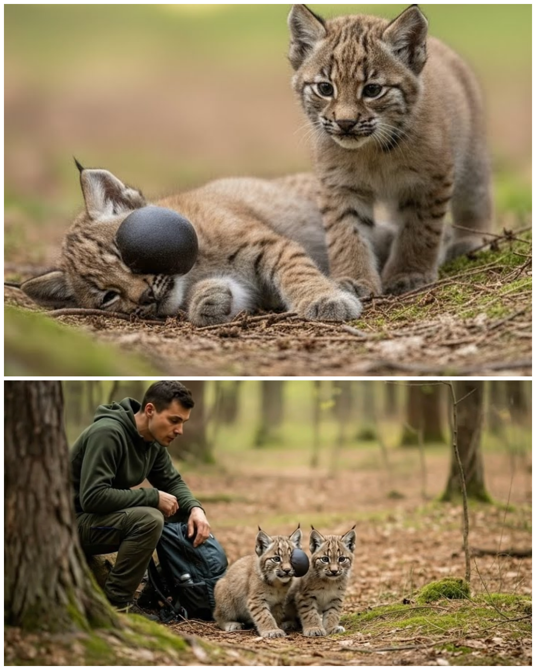 (VIDEO) Orphaned Lynx Cubs Struggled to Survive — When One Fell Ill, the Other Did the Impossible