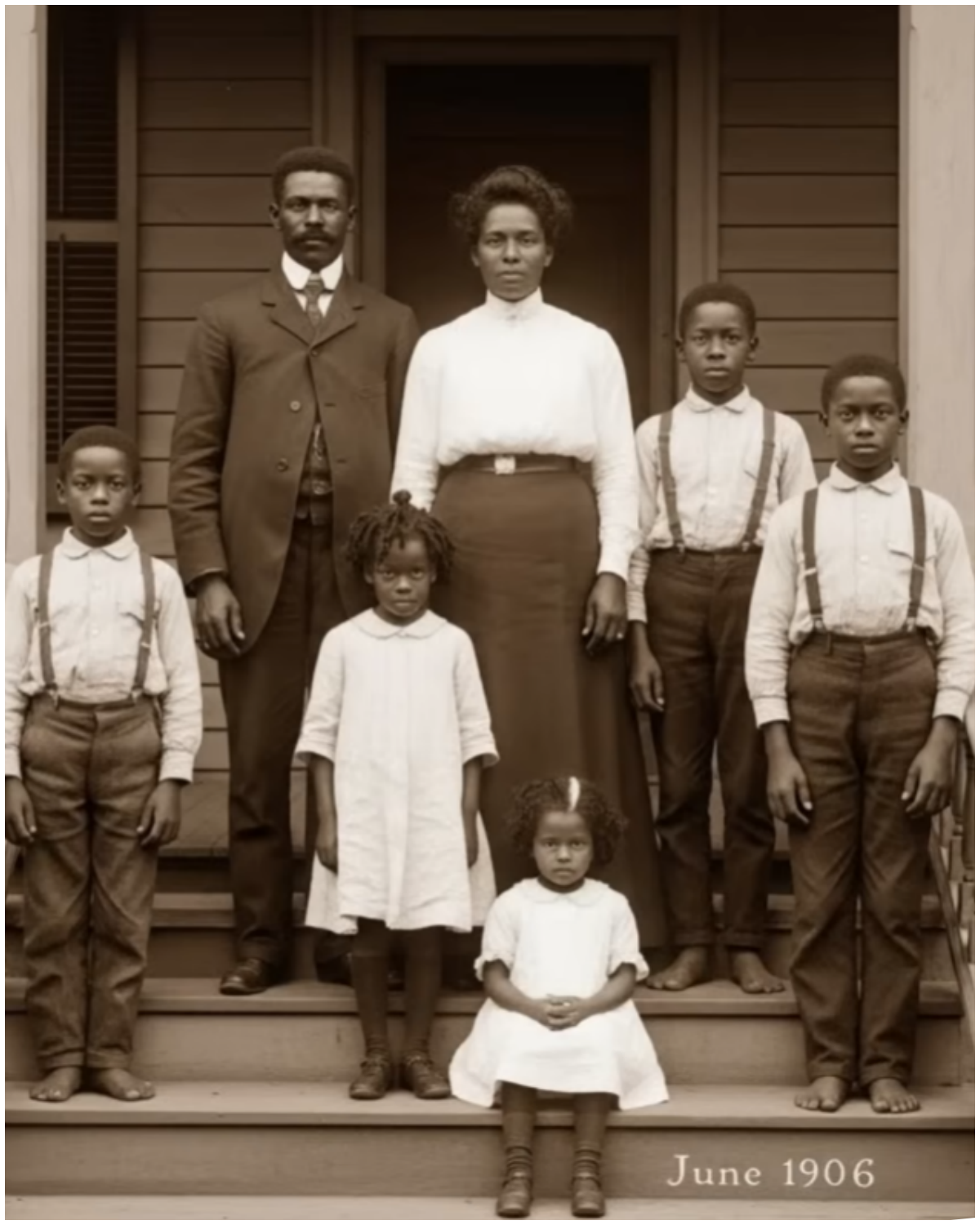 🎰 1906 Family Photo Restored — And Experts Freeze When They Zoom In on the Youngest Child’s Face