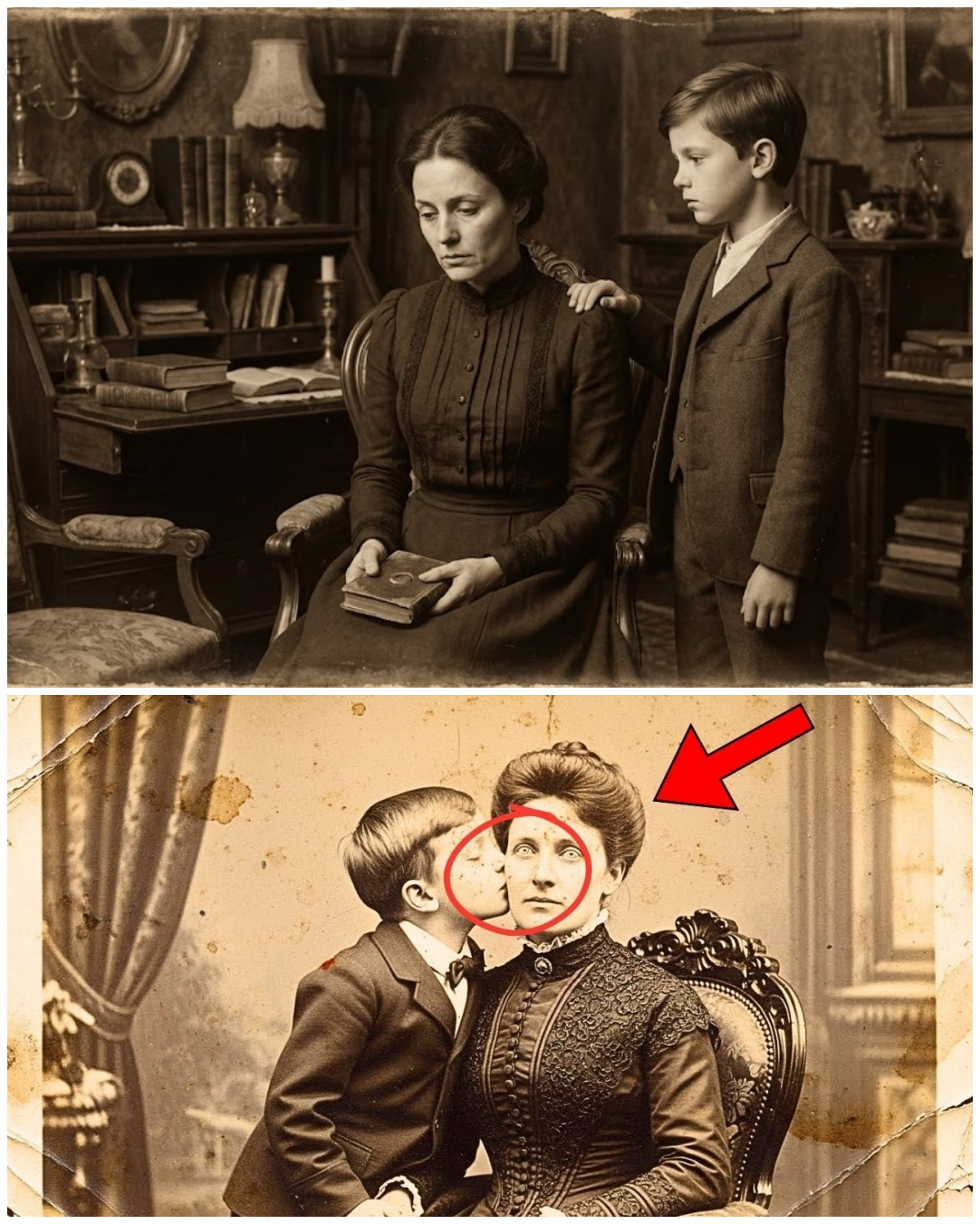 This 1895 Photo of a Boy Kissing His Mother Seemed Loving — Until Restoration Revealed All