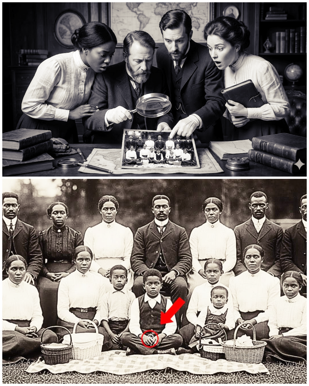 1904 Family Gathering Photo Found — And Historians Freeze When They Enhance the Child’s Hand