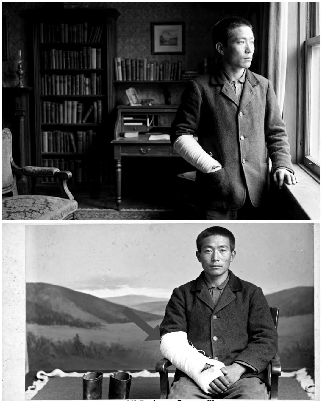 This 1896 Studio Portrait Looks Peaceful Until You Notice the Man’s Bandage