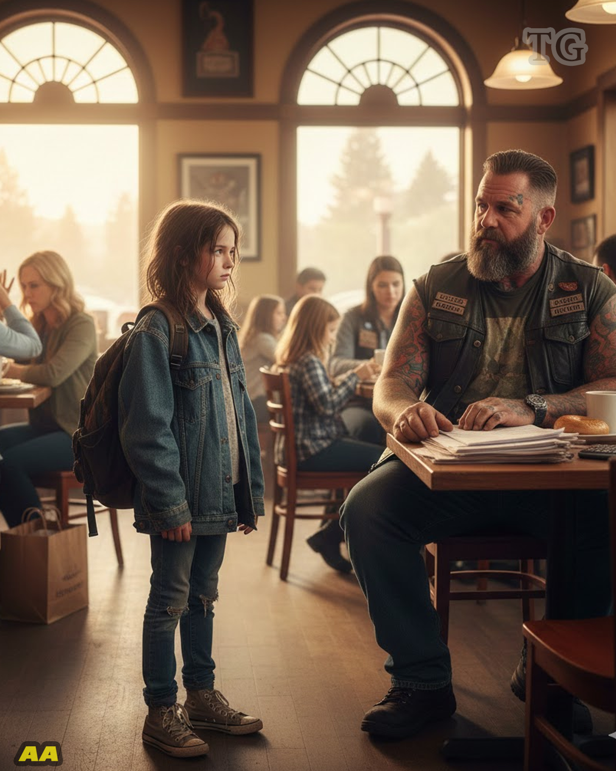 A Girl Asked to Share a Table With a Hell’s Angels Biker—What Fell From Her Backpack Exposed a Secret No One Was Meant to See