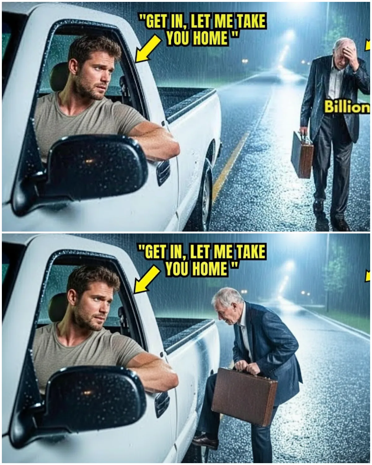 The chill of the early morning rain cut through the thin fabric of Jake Palmer’s jacket as he pulled his old pickup truck to the side of the deserted road.