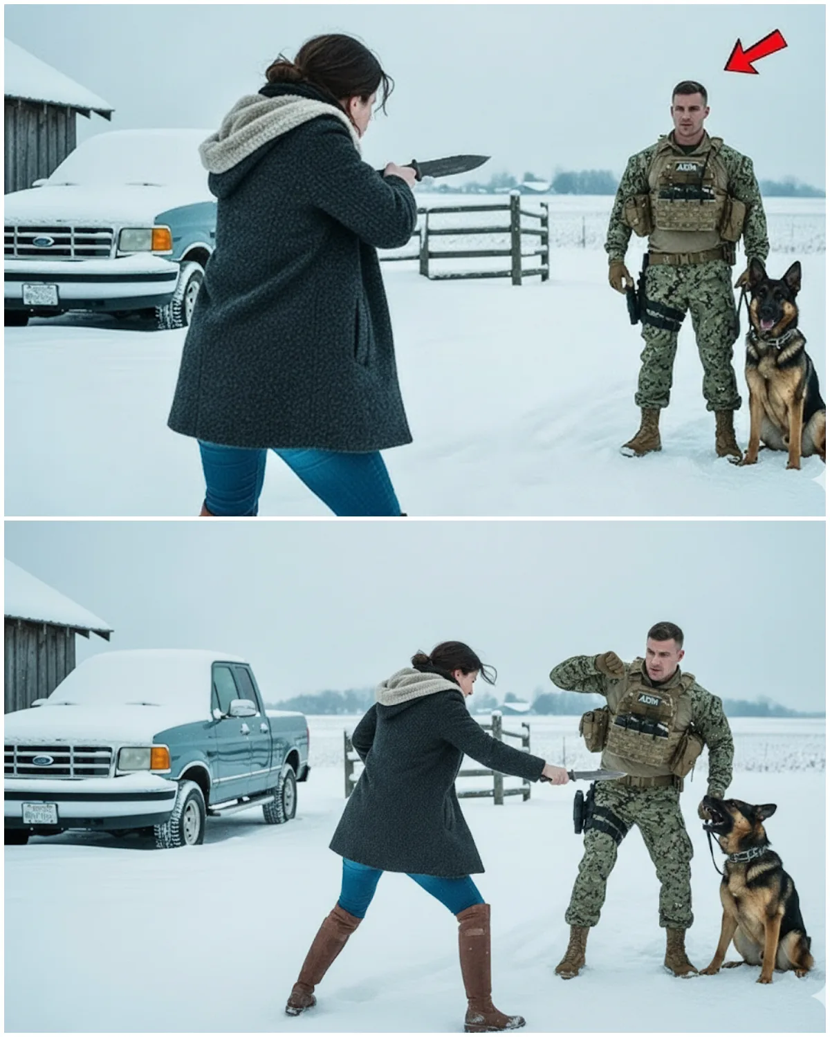 The wind bit at Abigail Winters’ face as she stood at the edge of the frozen woods, staring out over the mountains that surrounded her family’s land.