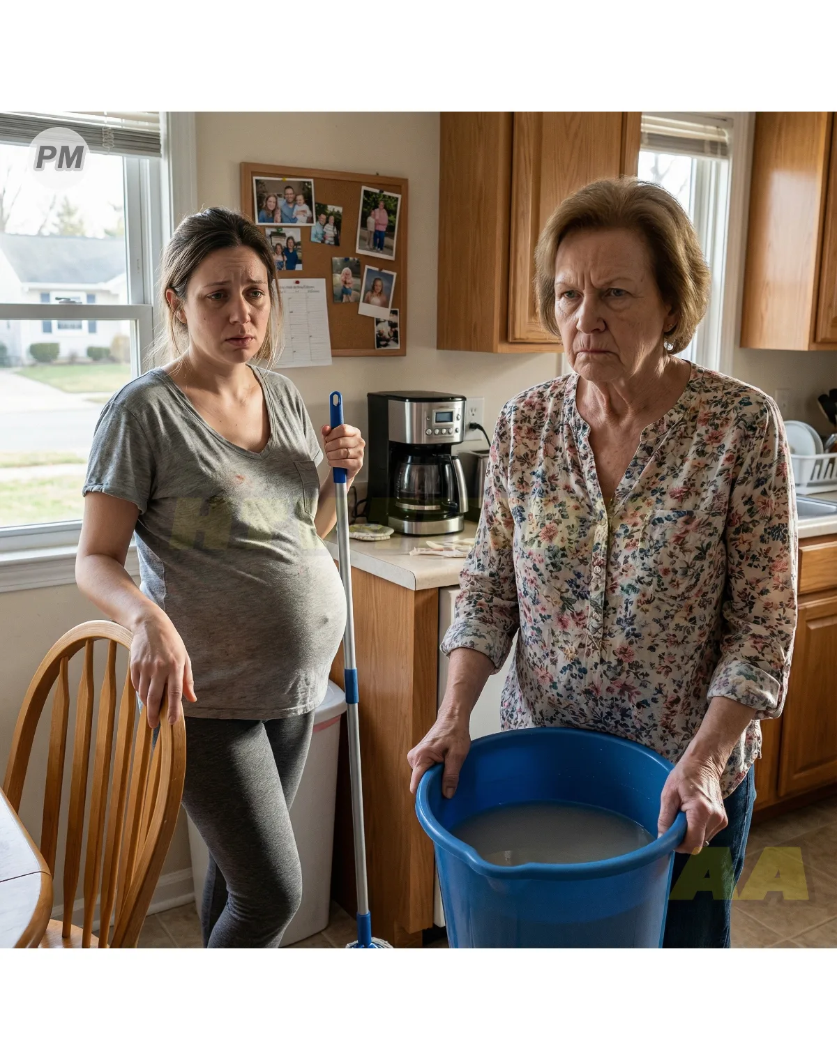 I was eight months pregnant, struggling to clean the house when I accidentally brushed against my mother-in-law. In an instant, she called me trash, slapped me hard, and dumped a bucket of dirty mop water on me. I slipped, fell hard to the floor, and felt my water break—right at the moment I realized my life was about to change forever.