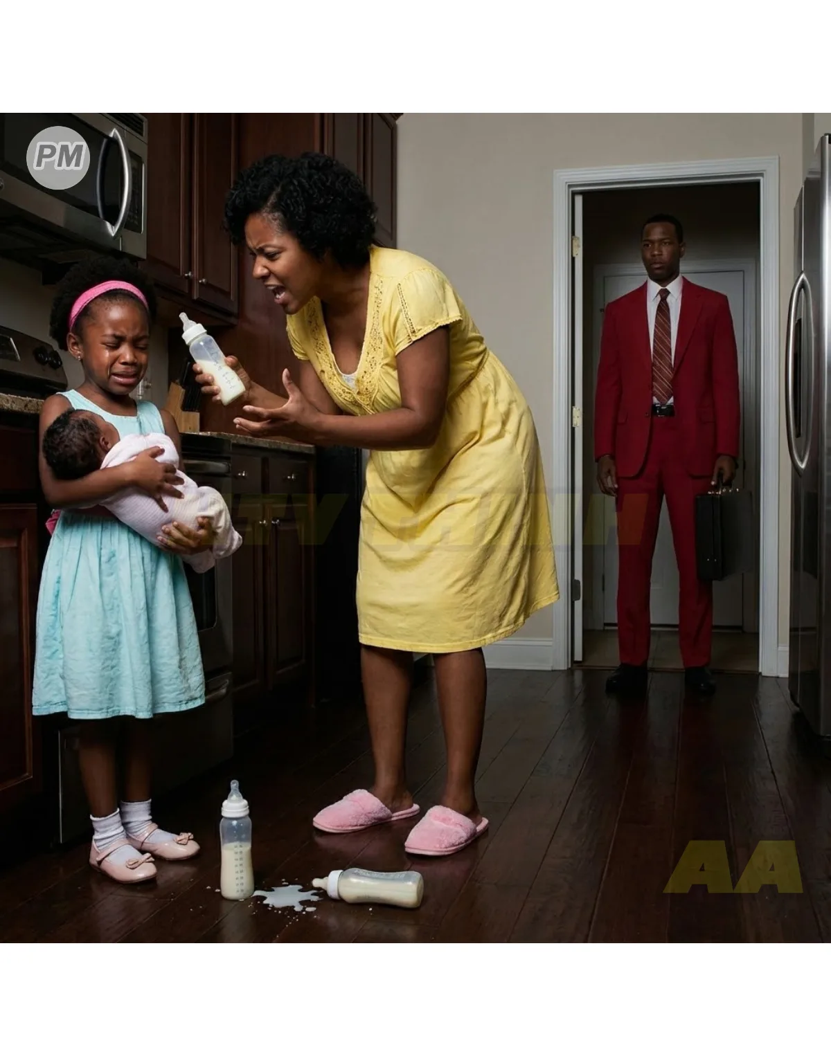 A six-year-old girl cried out for help as her stepmother mistreated her and her baby brother, just as their father returned home without warning.