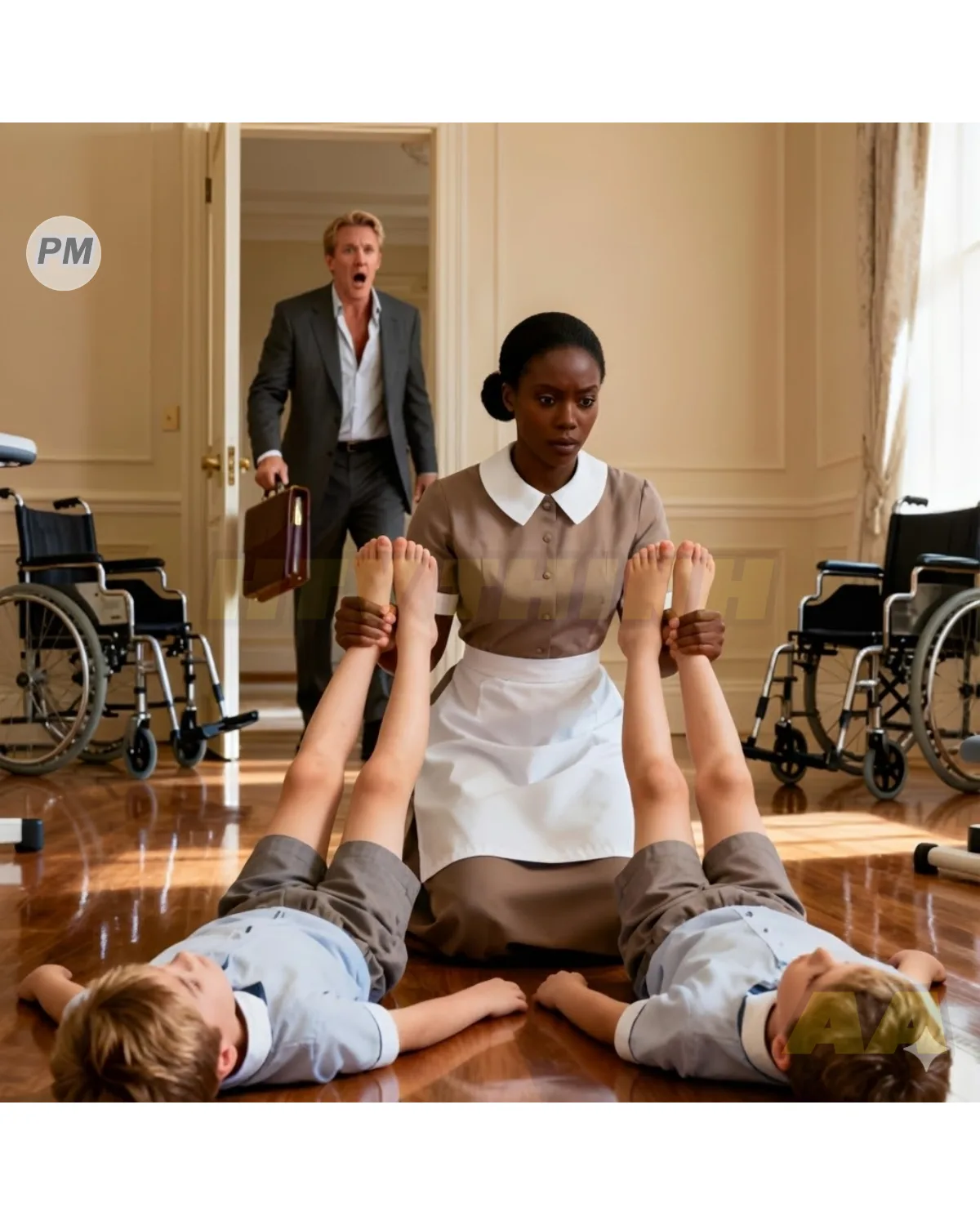 BILLIONAIRE CAME HOME UNEXPECTEDLY AND SAW THE MAID WITH HIS PARALYZED TWINS. WHAT HE WITNESSED SH0CKED HIM