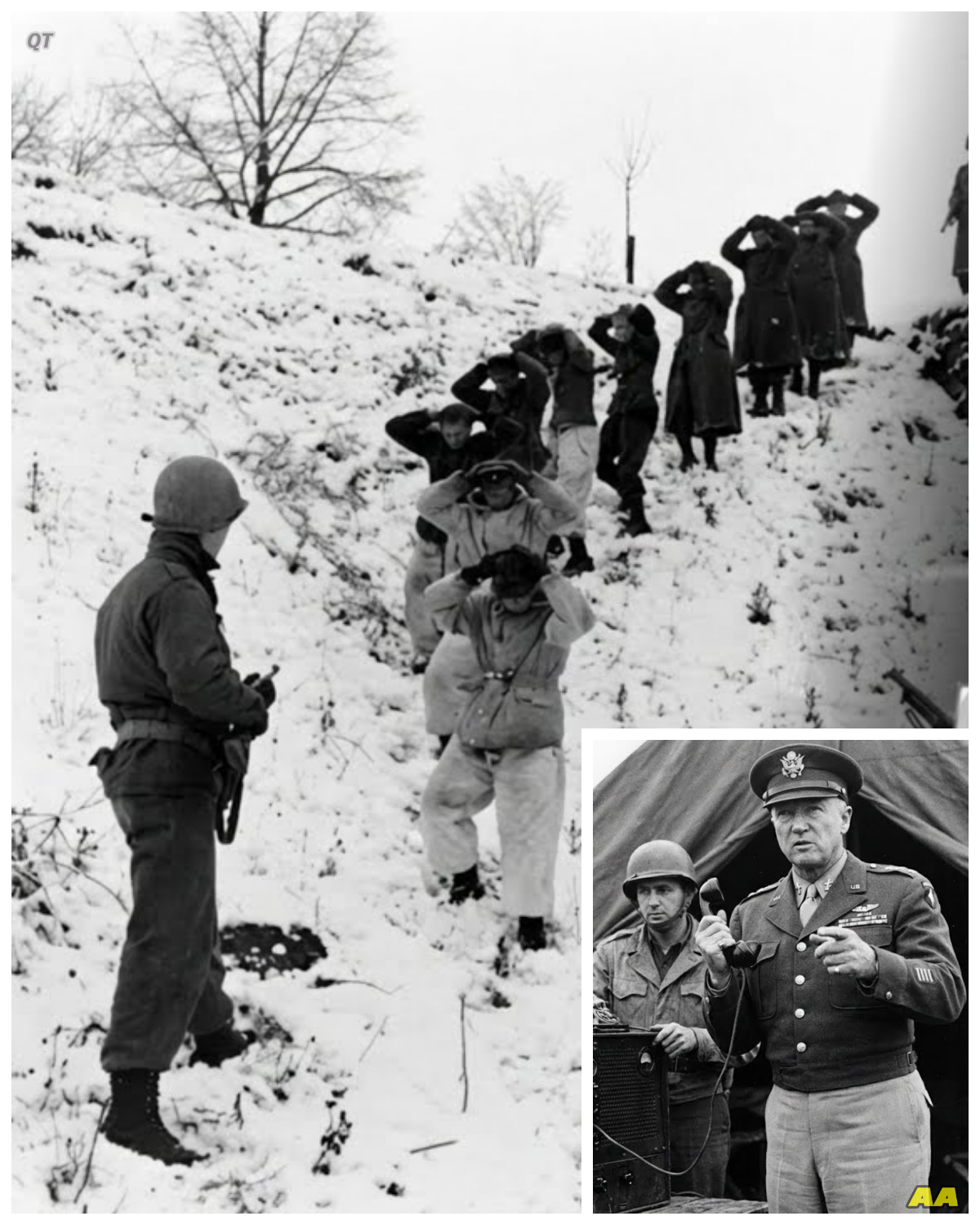 What Patton Did When He Found Out His Soldiers Executed 50 SS Guards January 4th, 1945. A frozen morning in Luxembourg. Inside a converted chateau serving as headquarters for the United States Third Army, a single decision made by General George Smith Patton would bury a war crime for 70 years. If the man they called Old Blood and Guts hadn’t made this choice, the entire moral foundation of the United States military would have crumbled. American soldiers would have hung from gallows. The propaganda machine of Nazi Germany, would have screamed that the United States was no better than the SS. And the legend of George Smith Patton himself, the greatest combat commander in American history, would have been destroyed forever. But what did old blood and guts do when he discovered that his own men had executed 50 captured SS guards in cold blood? What happened in that room would shock you. This is what happened next. They called him old blood and guts, a name earned through decades of leading from the front, charging into battle with pearl-handled pistols while other generals commanded from behind the lines. George Smith Patton was a warrior poet, a man who believed that war was humanity’s highest calling, that the clang of steel on steel was music to the ears of the gods. By January of 1945, he had proven himself the most aggressive, most successful field commander in the European theater. His third army had smashed through France, crushed German resistance at Mets, and just weeks earlier had performed the impossible, relieving the besieged town of Bastonia during the Battle of the Bulge. But on this freezing morning, the radiators in his headquarters were cold. The only warmth came from crackling logs in a massive stone fireplace. General George Smith Patton stood with his back to the room, warming his hands, his breath visible in the frigid air. The man entering the room carried something that could destroy everything old blood and guts had built. A major from the inspector general’s office stepped forward, nervous, clutching a thick manila folder stamped top secret. Inside were sworn statements, ballistic reports, photographs of bodies in the snow, and a list of names. It was a formal investigation file documenting a massacre not committed by the Nazis but by soldiers of the United States Army. The major cleared his throat and placed the file on the heavy oak desk. He expected an immediate order for courts marshal……………………….