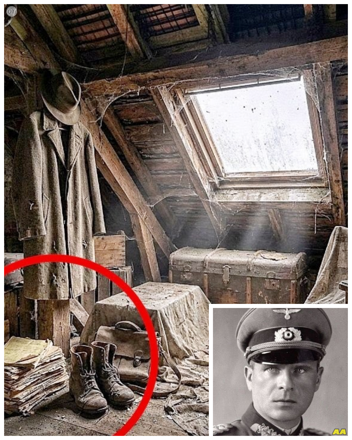 German General Escaped Capture — Generations Later, His Disguise & Papers Were Found in Forgotten…  In the summer of 2019, a young woman inherited a house that had been in her family for over 70 years.  She expected to find old furniture, dusty photographs, and maybe some forgotten heirlooms tucked away in corners.  What she discovered instead would rewrite history books and solve one of World War II’s most enduring mysteries.  Hidden beneath floorboards in a forgotten attic, wrapped in oil cloth and sealed against time itself, were documents that proved a Nazi general had been living under everyone’s noses for decades.  But this wasn’t just any general.  This was a man whose escape had baffled Allied intelligence for generations, whose disappearance had sparked conspiracy theories that stretched across continents.  The papers found in that attic would reveal not only how he vanished, but where he had been hiding all along.  And the truth was more shocking than anyone could have imagined.  Anna Mueller stood in the doorway of her great aunt’s house in the quiet German town of Rothenberg, Obeder Tower, keys trembling in her hand.  The Victorian era home had sat empty for three months since Aunt Greta’s passing, and now it fell to Anna to sort through a lifetime of memories.  The house felt heavy with secrets.  Its rooms filled with shadows that seemed to whisper of the past.  Anna had always known there was something different about Aunt Greta, something her family never quite discussed.  The way conversations would stop when she entered a room, the careful way relatives chose their words when talking about the war years.  Now standing in the musty hallway with afternoon sunlight filtering through lace curtains, Anna wondered what stories these walls could tell.  The first two floors revealed exactly what she expected…………. Full in the comment 👇