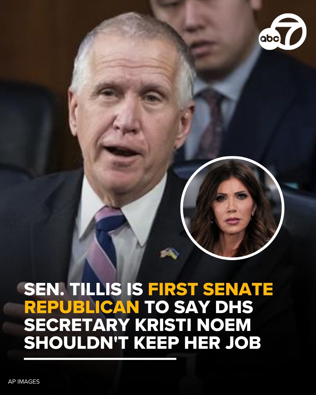 Tillis becomes first GOP senator to call for “incompetent” Noem to step down