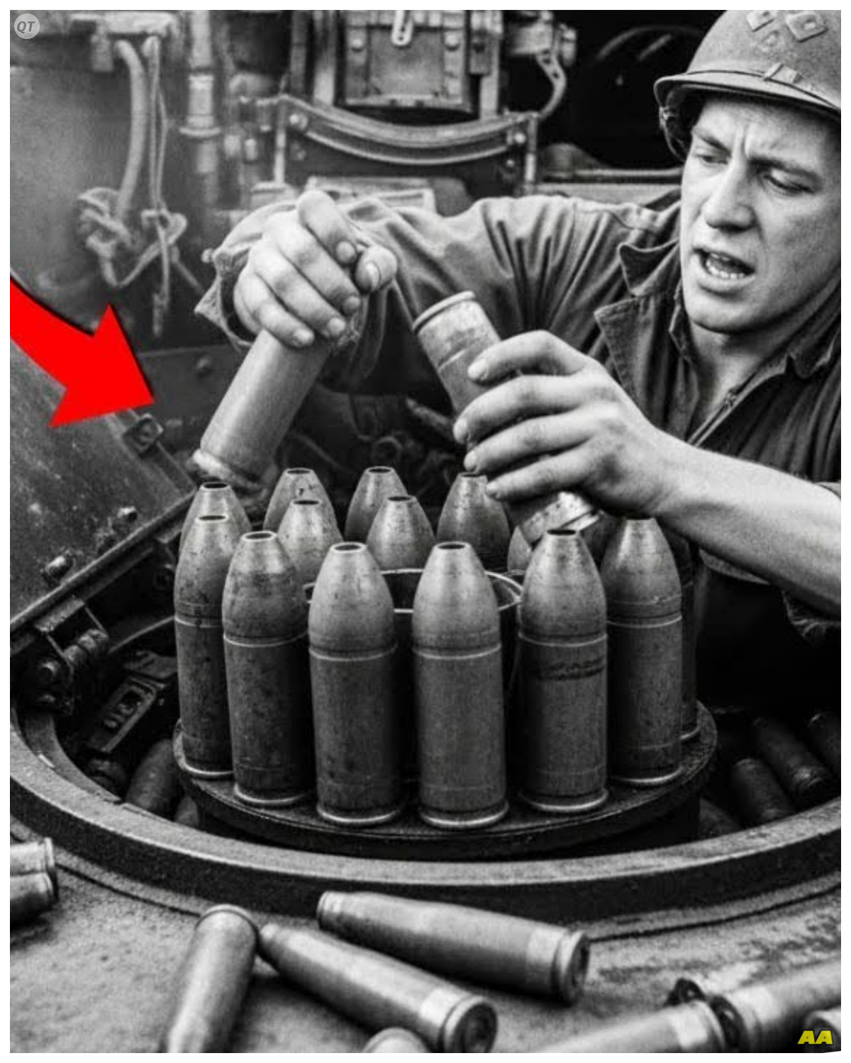 How One Loader’s “STUPID” Ammo Swap Made Shermans Fire Twice as Fast  At exactly 0847 hours, June 14th, 1944, 3 mi west of Corent in France, a Sherman tank sat motionless behind a collapsed stone barn.  The engine ticked as it cooled.  Inside, the air smelled like burnt cordite and sweat.  Through the commander’s periscope, Corporal James Hwitt could see the treeine 240 yards out, dark and silent.  Too silent.  He didn’t know it yet, but in the next eight minutes, his loader would do something so unorthodox, so completely against doctrine that it would be called reckless by some, brilliant by others, and eventually studied in armored warfare courses for decades to come.  The Germans were out there waiting, patient, and his crew was about to face something no amount of training had prepared them for.  No one expected them to survive the morning.  Private First Class Danny Kowalsski wasn’t born a soldier.  He was born a grocery clerk from Pittsburgh, Pennsylvania.  A skinny kid with fast hands and a head for organizing things.  His father ran a small corner store in Polish Hill.  And from age 12, Dany worked the register, stocked shelves, rotated inventory.  He could spot an expired can from across an aisle.  He could restock a shelf faster than anyone in the neighborhood.  Men at basic training mocked him for it, called him grosser, laughed when he arranged his foot locker like a store display, everything labeled, everything positioned for speed.  His drill sergeant thought he was obsessive………… Full in the comment 👇