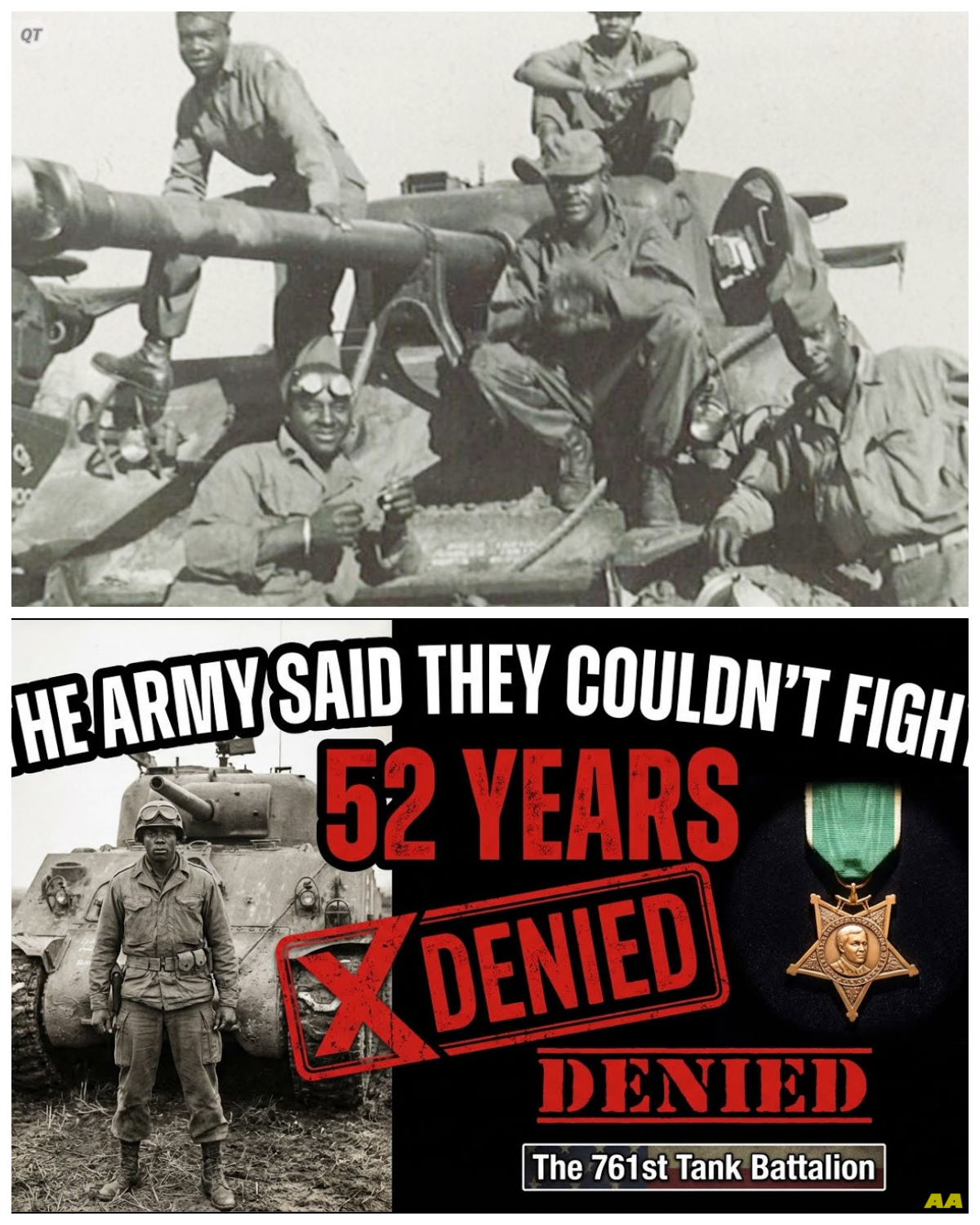 WWII’s Forgotten Heroes The 761st Black Panther Tank Battalion Patton Didn’t Believe In  This is the story of the 761st tank battalion, the Black Panthers, who fought for 183 consecutive days across six European countries during World War II, breaching Hitler’s Zigfrieded line, fighting in the Battle of the Bulge, and liberating concentration camp prisoners.  They accomplished all of this while the United States Army’s official position stated that African-Ameans could not think fast enough to fight in armor.  Their combat record stands as extraordinary, while the recognition they received stands as shameful.  Staff Sergeant Ruben Rivers died in combat on November 19th, 1944.  And he received the Medal of Honor on January 13th, 1997, which means 52 years passed before his country acknowledged what he did.  The battalion earned a presidential unit citation in 1945, but the army denied it and they finally received that citation in 1978, 33 years after the I war ended.  We’re going to examine the verified combat record of the 761st Tank Battalion that documented acts of valor that should have made them legends and the institutional racism that tried to erase their story from history.  March 15th, 1942 brought the official constitution of the 761st Tank Battalion with activation following at Camp Claybornne, Louisiana on April 1st.  That date matters because April 1942 meant the United States had been at war for less than 4 months.  The country was scrambling to build an army……… Full in the comment 👇