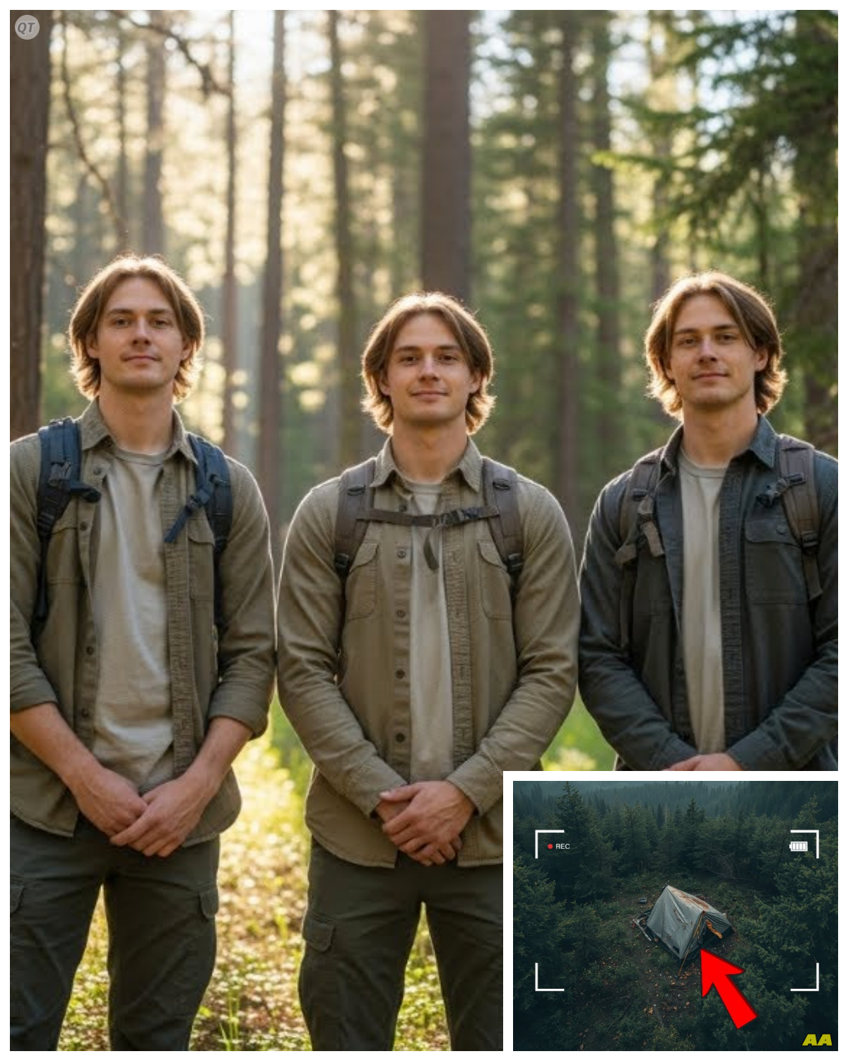 Triplet Vanished in Montana Forest – 3 years later Drone Spots something Unbelievable… In the summer of 2015, three identical triplets from Billings, Montana, decided to celebrate their 22nd birthday with an adventure that would take them deep into the Glacier National Park wilderness. Jake, Luke, and Cole Brennan had been inseparable since birth. Sharing not just identical faces, but an unbreakable bond that made them local celebrities in their small hometown. The brothers worked together at their father’s auto repair shop, lived in the same apartment complex, and rarely spent more than a few hours apart. Their plan was simple, a 5-day camping trip in the remote Blackfoot Valley, where they could fish, hike, and escape the summer heat that had been baking Montana for weeks. On July 15th, 2015, the triplets loaded their Silver Ford pickup truck with camping gear, fishing equipment, and enough food for a week. Their mother, Linda Brennan, watched from the front porch as her sons prepared to leave. According to neighbors, she seemed unusually worried that morning, asking the boys multiple times if they had their emergency radio and enough water. Jake, the unofficial leader of the three, assured her they were prepared for anything. He had been planning this trip for months, studying topographic maps and weather reports…………