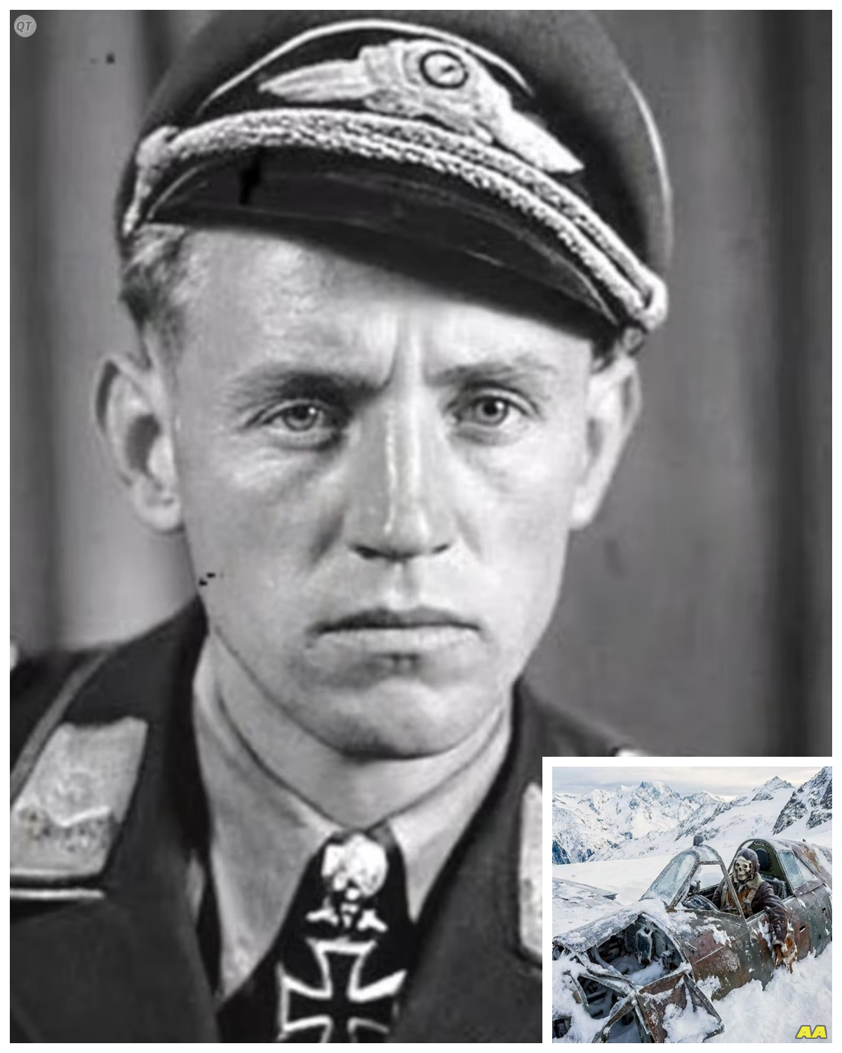 German Pilot Vanished on Christmas Eve 1943 — 81 Years Later, His Fighter Was Found Frozen in a Moun It was supposed to be an ordinary winter trek. Two seasoned hikers, one a retired geologist, the other a photographer with a taste for forgotten places, had veered off the marked trail in a remote stretch of the Austrian Alps, chasing rumors of an old avalanche path recently cleared by melting ice. The air was razor thin, snow crusted like armor beneath their boots. But it was something else entirely that stopped them cold. a glint of metal half buried in a wall of ice, dull and rusted, but unmistakably out of place. At first they thought it might be wreckage from a lost weather station or communications tower. But the shape was wrong. The angles too aerodynamic, a wing, then a shattered canopy, and inside what neither of them were prepared for. a cockpit sealed in frost, and behind the stick, a human skeleton still strapped into its seat. The figure was frozen in time, slumped forward, leather helmet still buckled beneath a hollow jaw. The flight suit was faded, but intact, with patches and insignia half obscured by frost. One gloved hand rested on the control column. The other clutched something against the chest, a worn notebook, its binding stiff with age. They stood in silence, snow swirling in the windless air, unsure whether they’d just stumbled upon a piece of forgotten history or the doorway to something far stranger…………. Full in the comment 👇