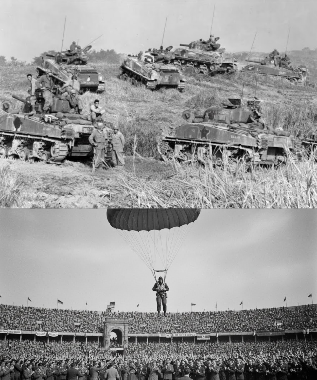 Pilot Ejected Over Enemy Territory.Landed in a Stadium.50,000 Germans Started Clapping