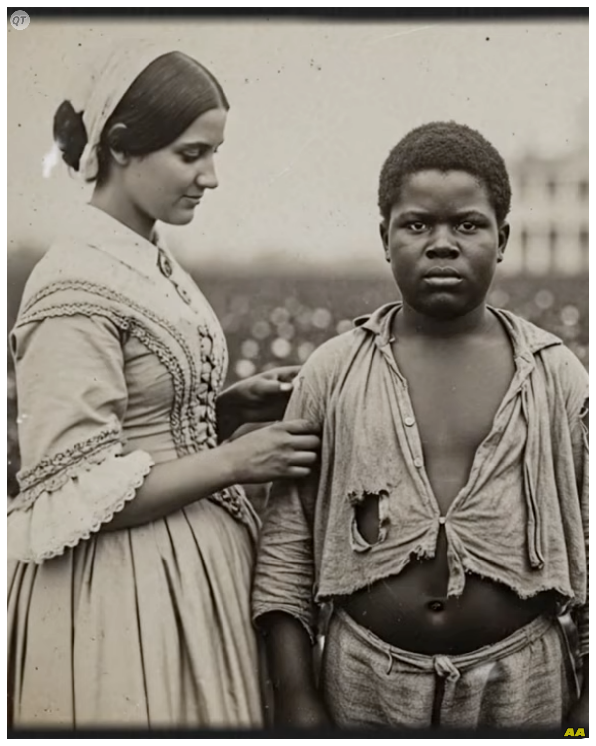 The Chubby Slave Boy No One Wanted… Until the Plantation Lady Desired Him No one was ever supposed to know this. Not really. The story was buried under a hundred years of silence, then another hundred of shame. It was hidden for over two centuries until now. It begins not with a monster, but with a boy on an auction block in the suffocating heat of a Charleston summer, a boy no one wanted. He was soft and plump, an oddity in a world of sharp edges and hollowedout hunger. His flesh, too pale, seemed to hold the light in a sickly way. And his eyes, they were the color of a washed out sky, holding nothing and everything. The auctioneer called him Samuel, but the name was a lie, a placeholder for property. He tried to start the bidding at $20.Silence. The humidity was a living thing, pressing down on the crowd, their sweat and their judgment mingling in the air.$15, nothing.10.A nervous cough from the back. How did a story this grotesque, this deliberate, simply vanish from history? What were we never meant to know about the woman who finally raised her hand, not with a fan, but with a single gloved finger, and bought the boy for the price of a cheap bottle of wine? She didn’t see a curse or bad luck or a chubby useless child. She saw a key, a perfect untouched vessel for a truth so dark it threatened to bleed through the pages of history itself…………..