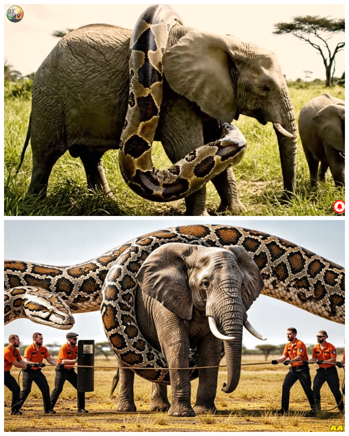 Heroic rescue team saves innocent mother elephant from giant python attack🐍