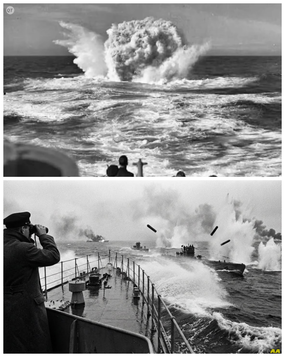 Why One Captain Dropped FAKE Depth Charges—And Forced 12 U Boats to Surface  The depth charge plunges into the black Atlantic waters.  Its timer set to detonate at 50 feet, not the regulation 300.  Commander Frederick John Walker watches from the bridge of HMS Stor as the ocean erupts in a massive geyser just seconds after release.  The shock wave is so violent that his own ship shutters, her rivets groaning in protest.  Every man on deck knows what this means.  Their captain has just committed a court marshal offense.  It’s December 21st, 1941.  Convoy HG76 has been under relentless attack for 7 days.  32 merchant ships carrying vital supplies from Gibralar to Britain crawl through submarinefested waters southwest of Ireland.  In the darkness below, 10 German Yubot circle like wolves.  Admiral Carl Donuts himself has ordered this convoys’s destruction, calling it a decisive battle.  Already, two ships have gone down.  The escorts have dropped hundreds of depth charges using standard Royal Navy doctrine.  The success rate, 5%.  Five submarines escaped unscathed.  Five commanders are still hunting.  Walker knows the mathematics of death……….. Full in the comment 👇