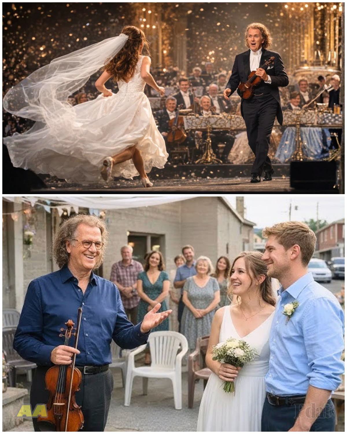 SHE WAS STILL IN HER WEDDING DRESS WHEN SHE RAN TO ANDRÉ RIEU — HIS REACTION IS UNFORGETTABLE