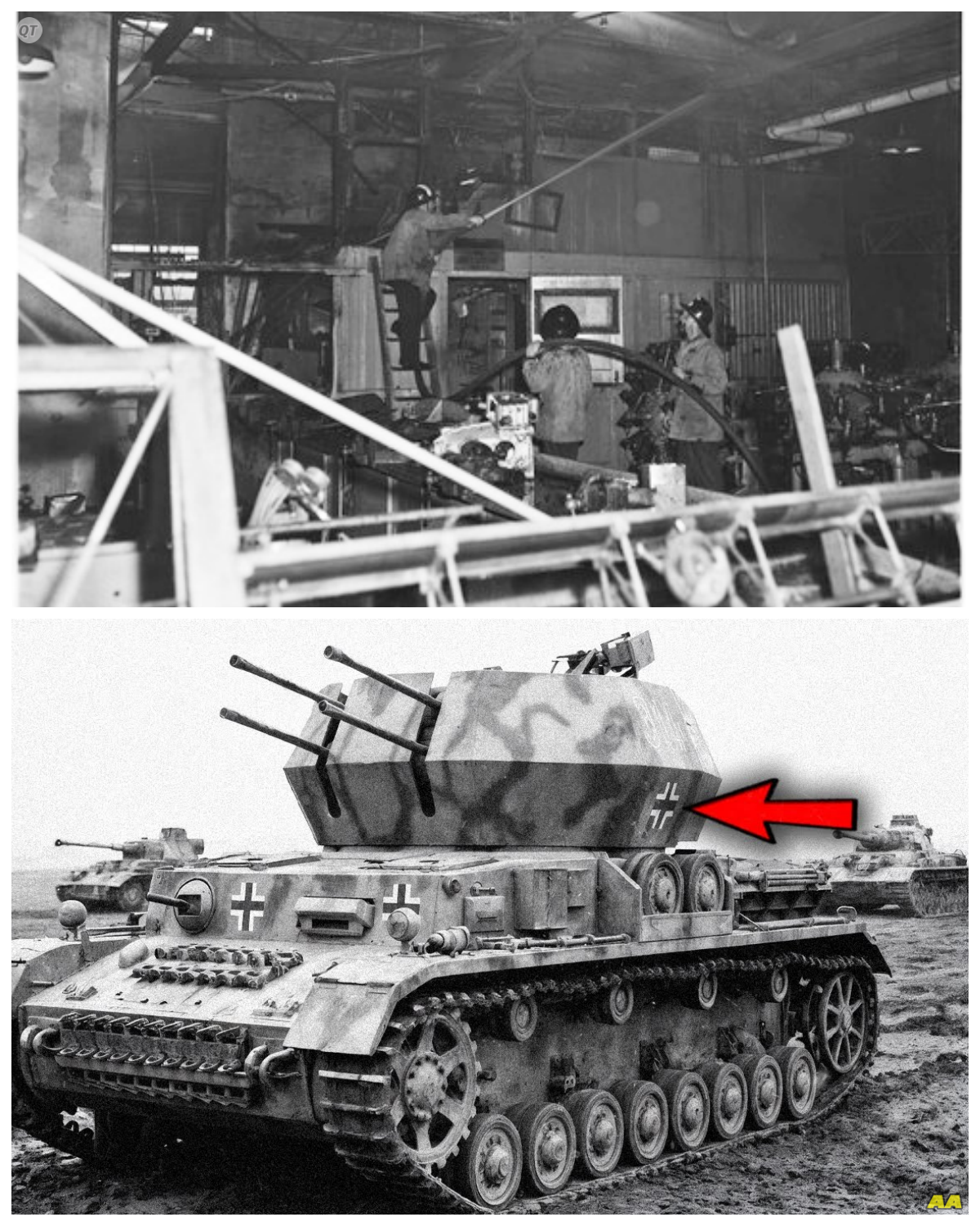 Wehrmacht “MEAT GRINDER”: Why the WIRBELWIND AA TANK Became the INFANTRY’S WORST NIGHTMARE? It is commonly believed that German wonder weapons were born in sterile laboratories where the best minds of the Reich drew up designs for jet engines and ballistic missiles. Tigers, V2s, Mess were the fruit of a vast state machine. But one of the Vermach’s most terrifying machines of 1944 did not come from a design bureau. It was assembled in a dirty field hanger, literally from scrap metal. The repair company took the chassis from damaged tanks that were no longer fit for battle, found anti-aircraft guns, and worked with welding equipment where factories had failed. This machine had no complex optics or hydraulics. Officially, it was created to save tanks from aircraft. But it went down in history not as a defender of the sky, but as a nightmare on the ground. When its four barrels were lowered to human height, the concept of shelter ceased to exist. This is the story of the verbal wind. proof that sometimes a soldier’s ingenuity and desperation can be more terrifying than the entire industrial might of Germany. And to understand how this homemade machine became a legend, you need to look at its creator, the man who stood behind Hitler for 5 years before the war. In the summer of 1944, air supremacy over Western Europe finally passed to the Allies. What had seemed unthinkable two years earlier became an everyday reality for every German soldier on the Western Front. The Vermach’s tank columns, once the symbol of the Blitzkrieg, were gradually turning into prey………..